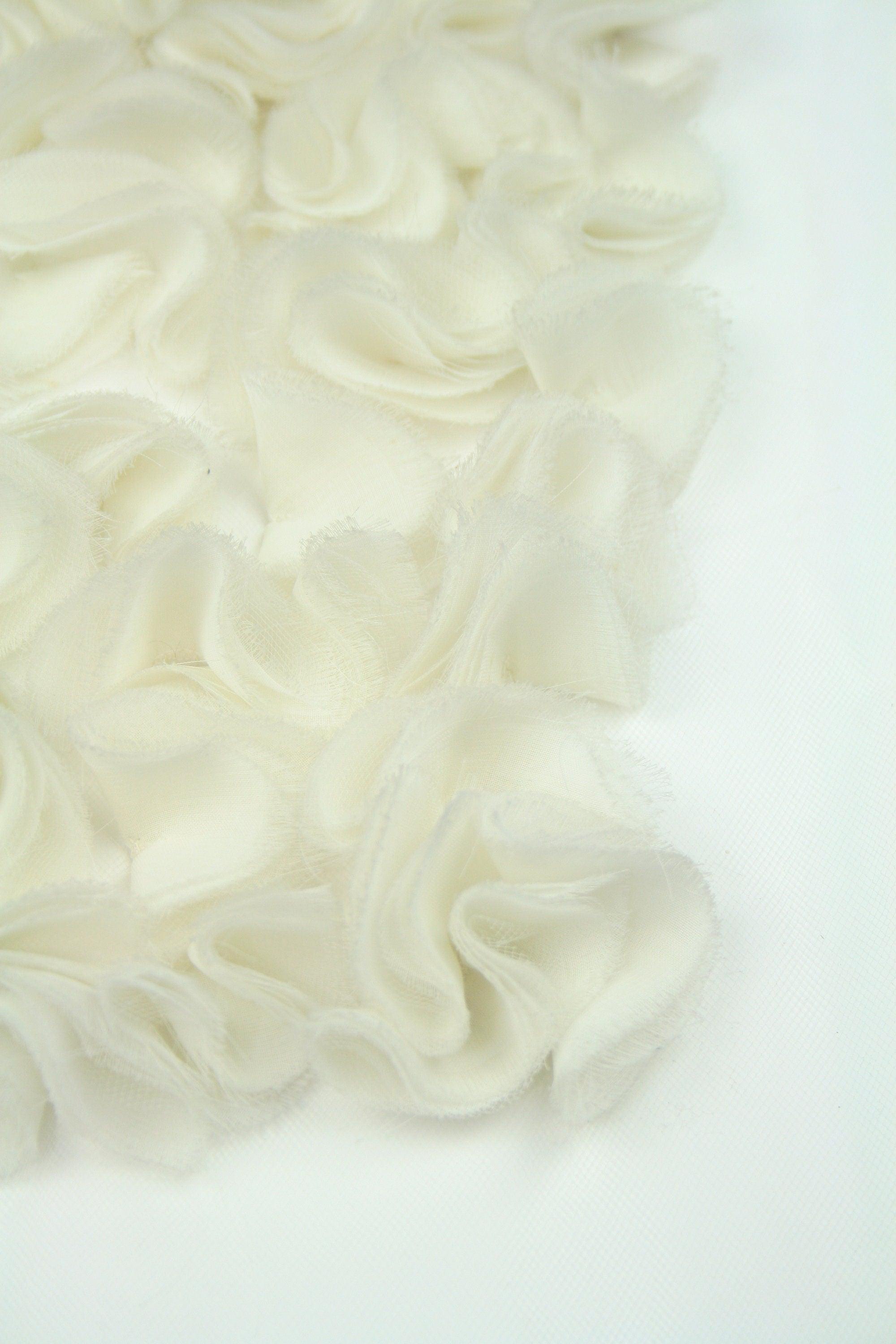 3D Ivory Silk Chiffon Ruffle Panel - Moda Artisans