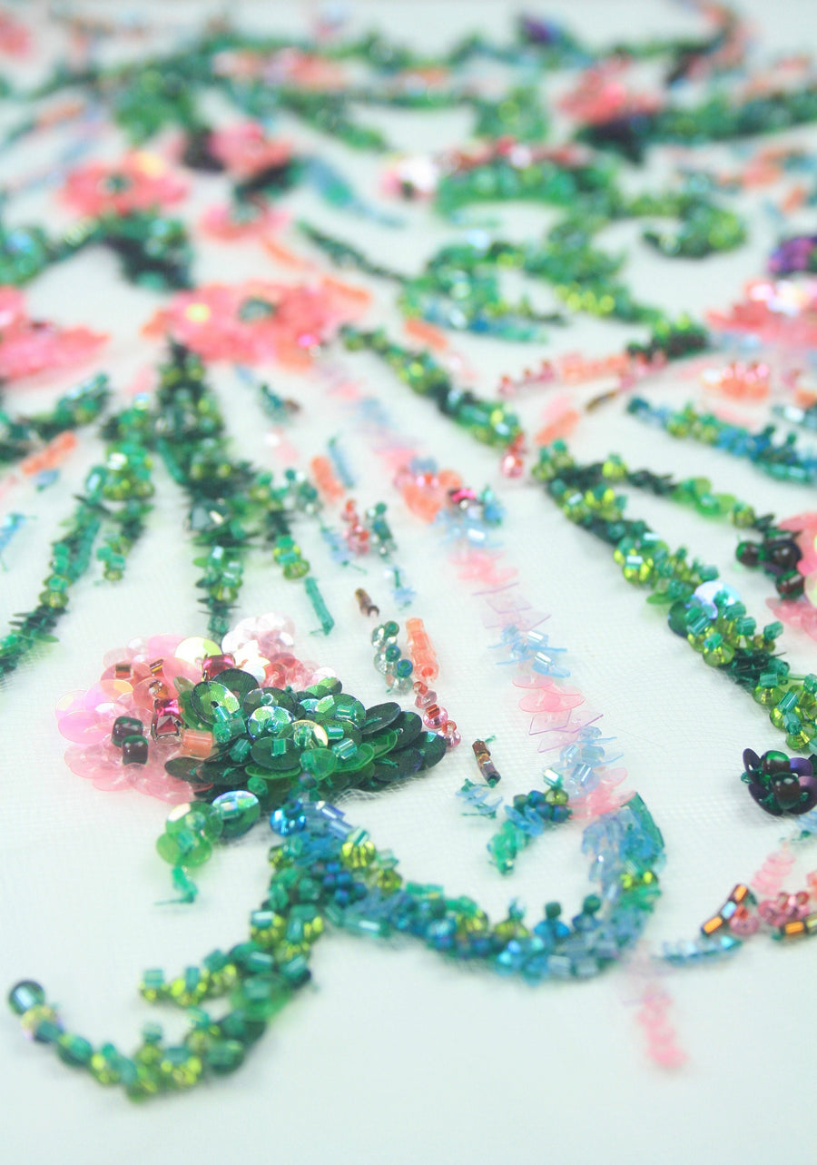 Floral beaded applique for wedding Dress,prom dresses, couture fabric, sequin applique for dance costumes,crystal bodice applique for dress