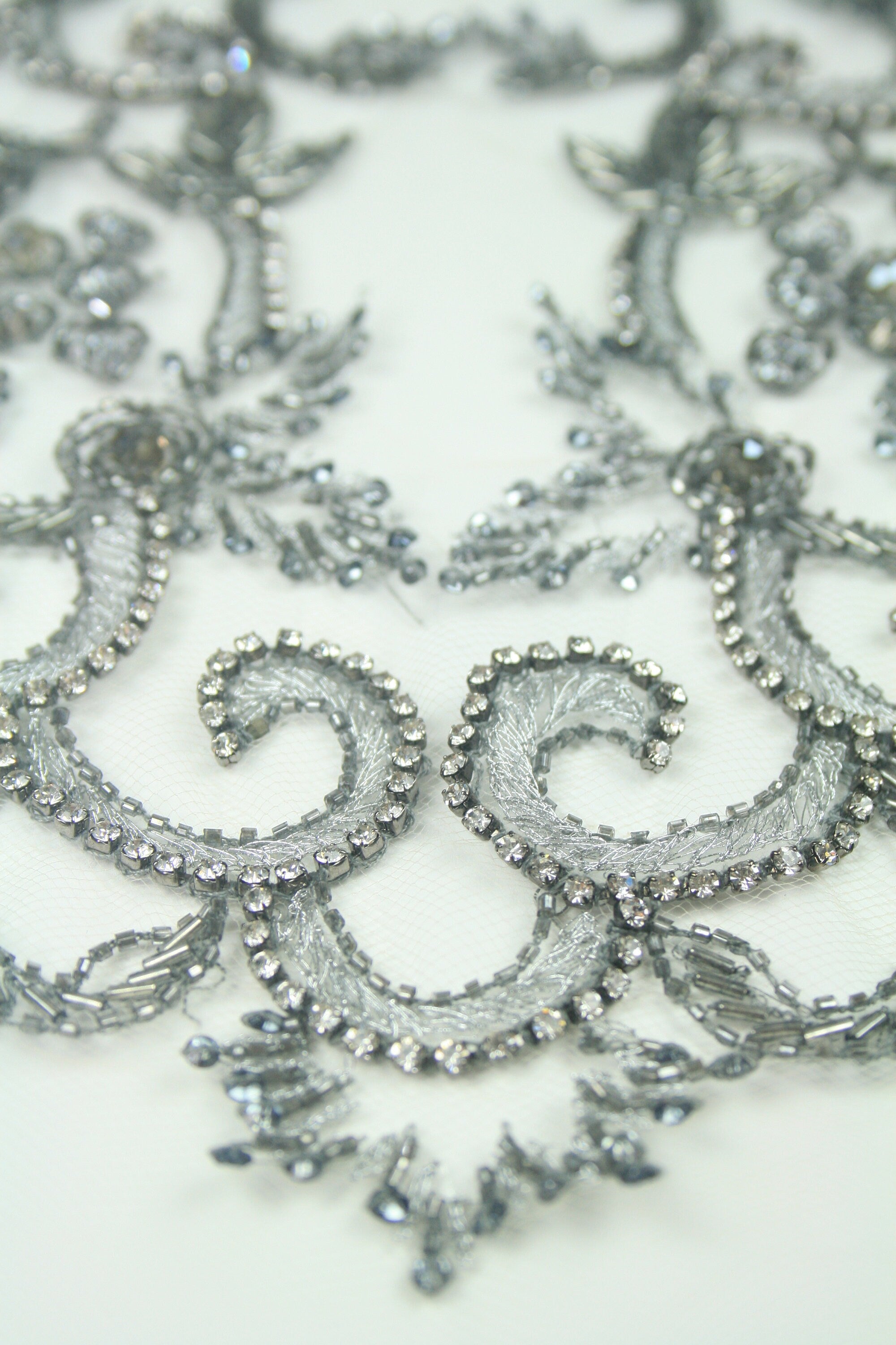 3D Platinum Beaded Applique