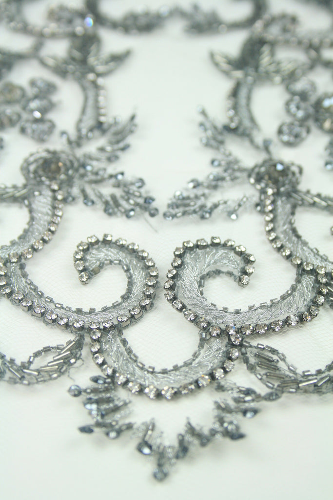 3D Platinum Beaded Applique