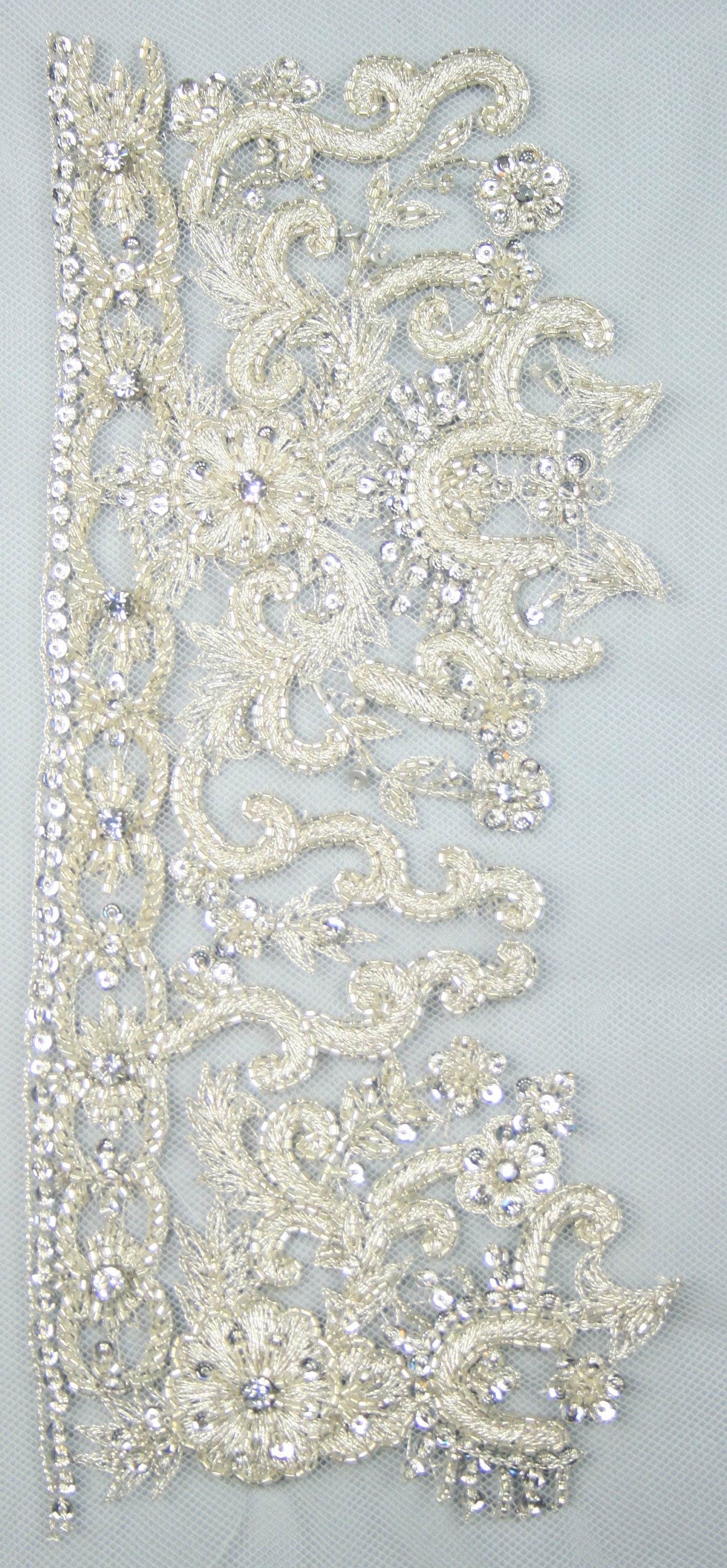 3D Ivory Crystal Beaded Applique