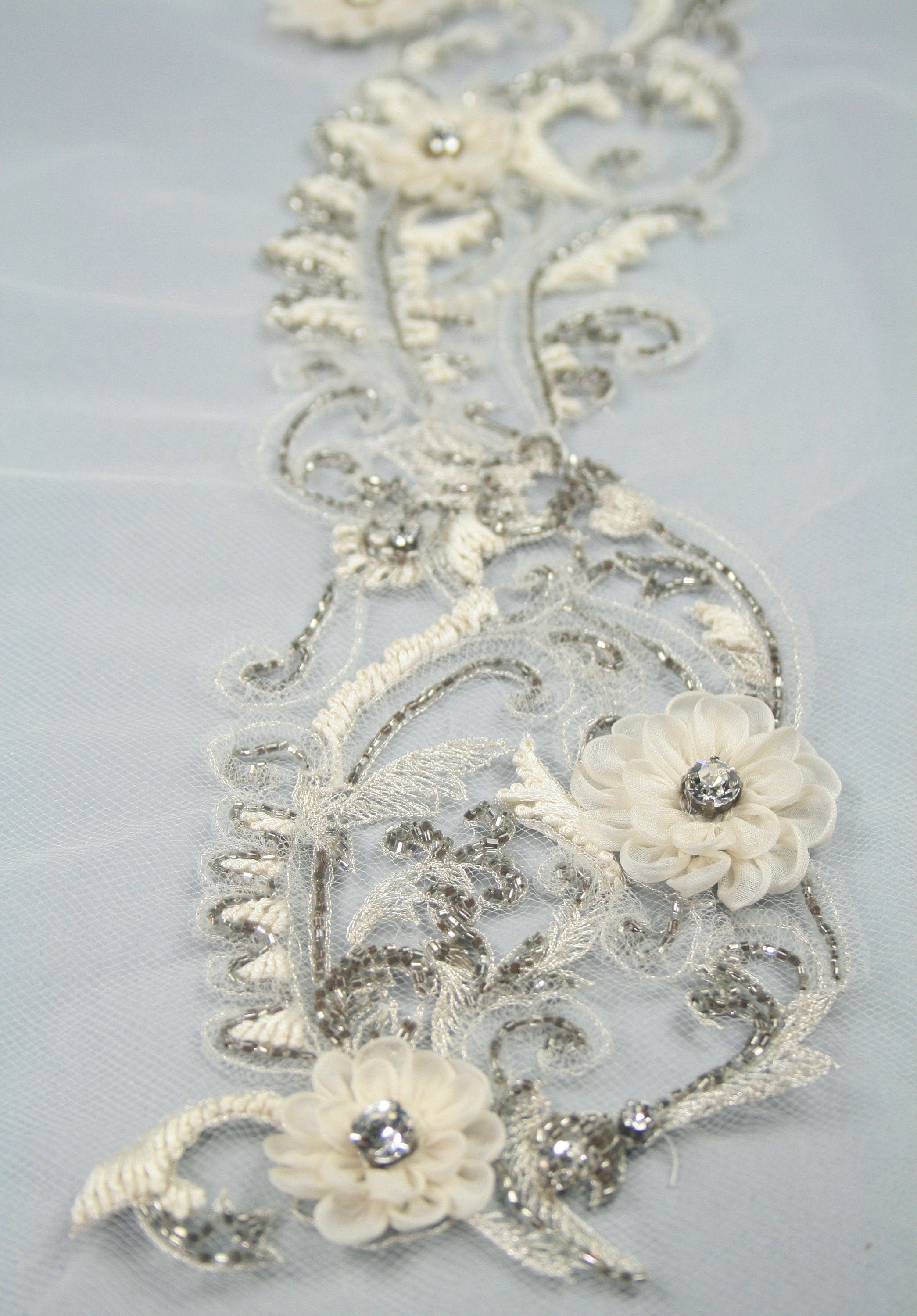 3D Chantilly Lace Beaded Applique