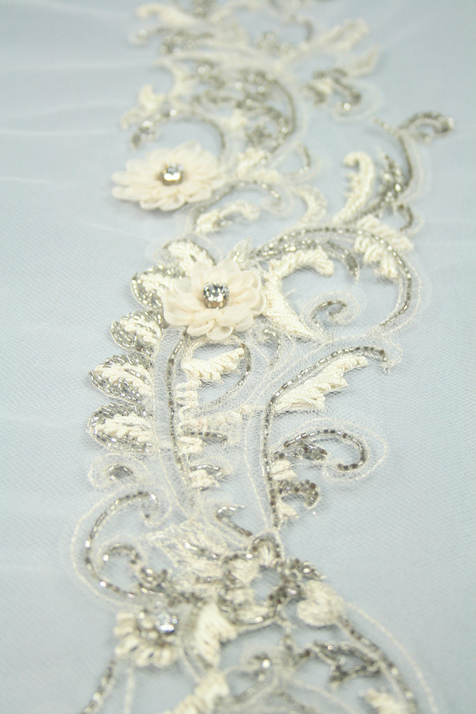 3D Chantilly Lace Beaded Applique