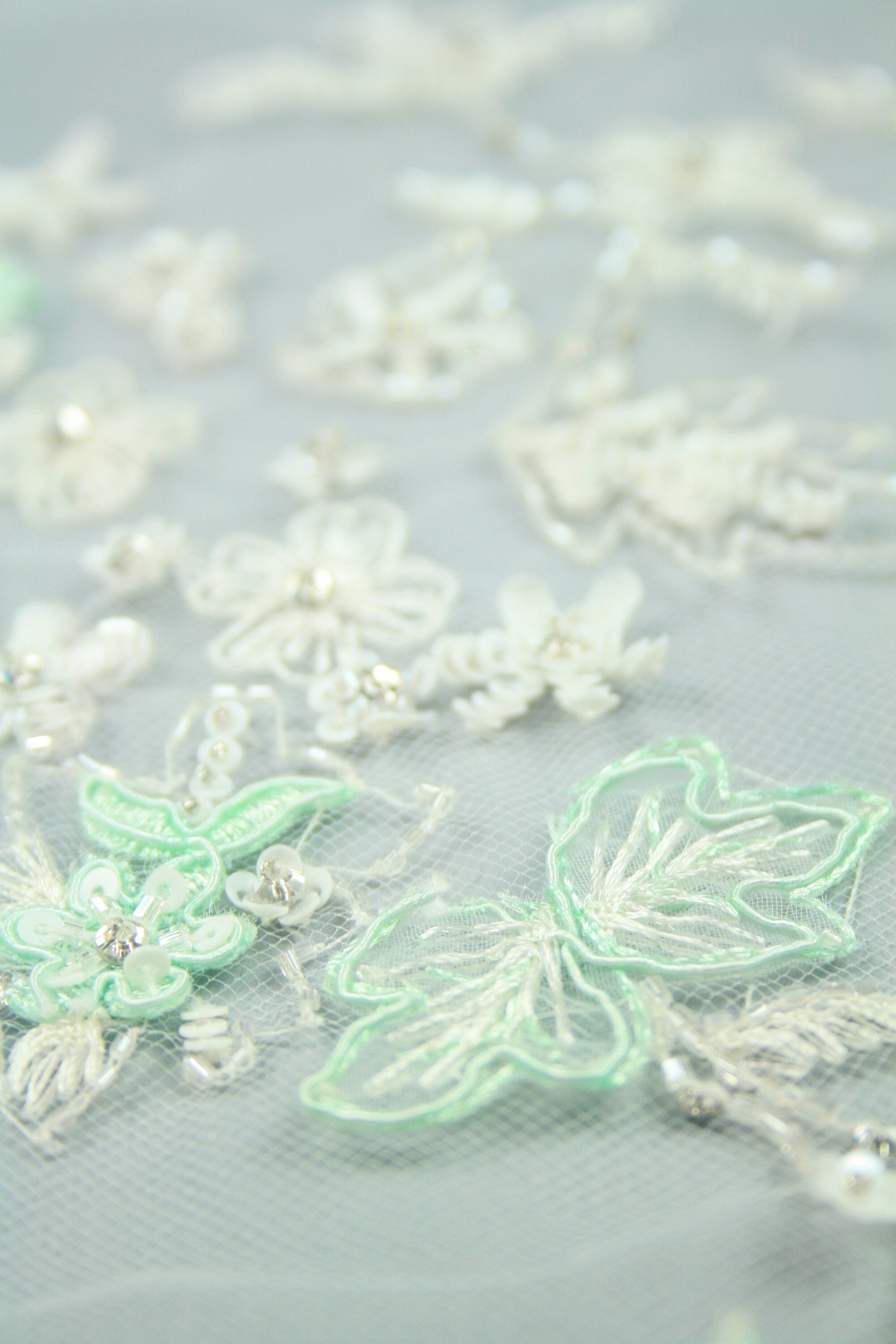 3D Mint & Ivory Floral Applique