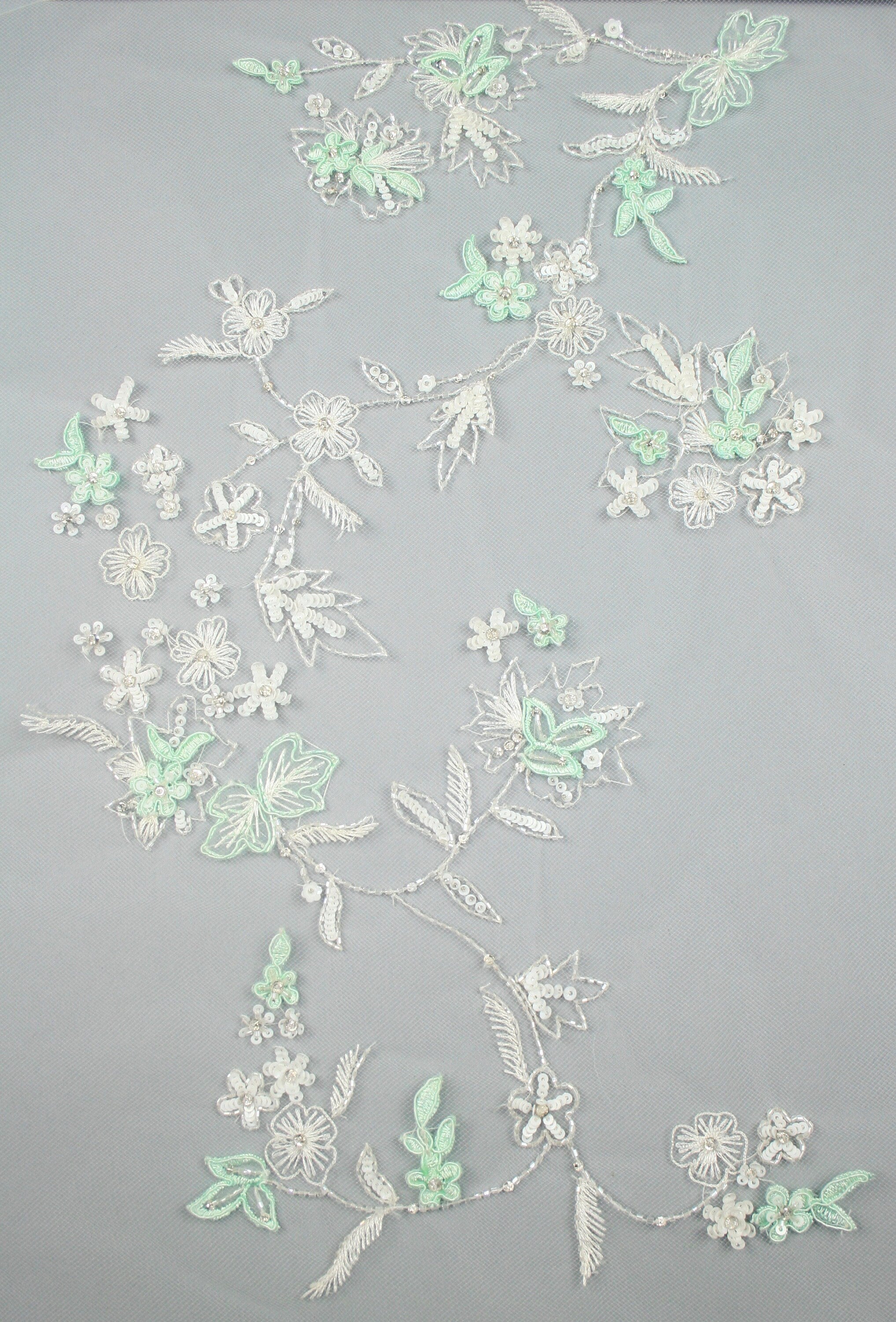 3D Mint & Ivory Floral Applique