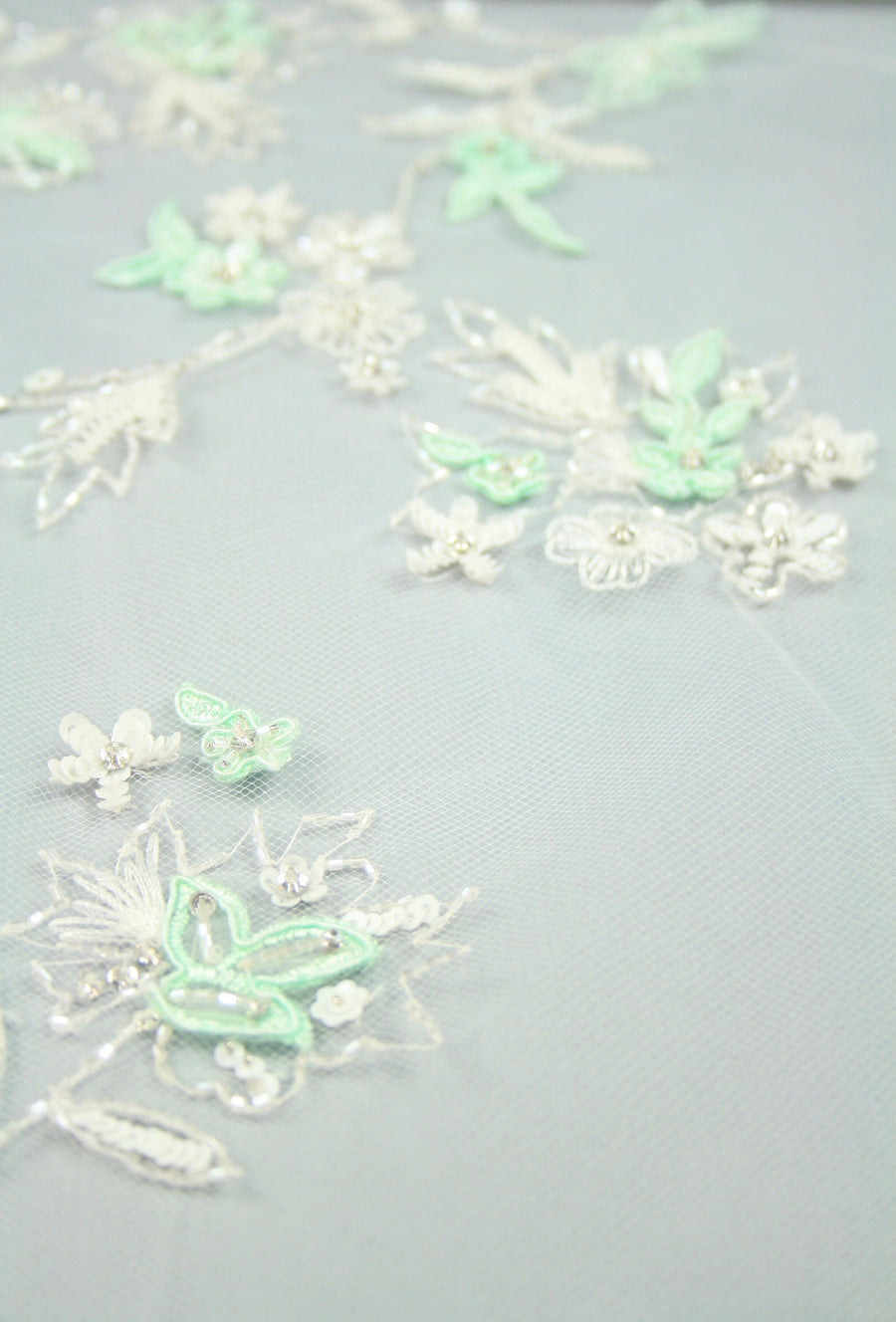 3D Mint & Ivory Floral Applique