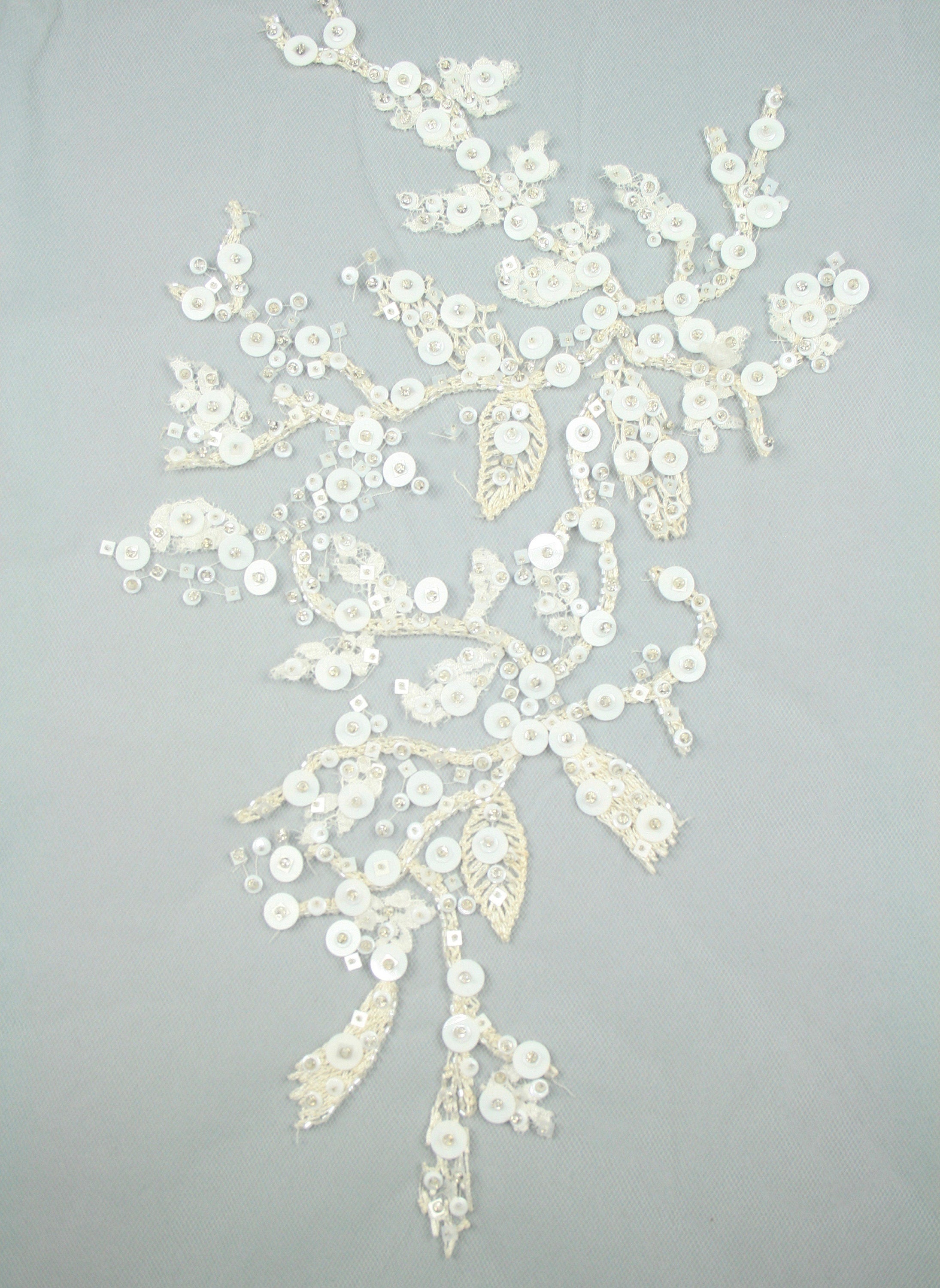 3D Intricate White Floral Wedding Applique