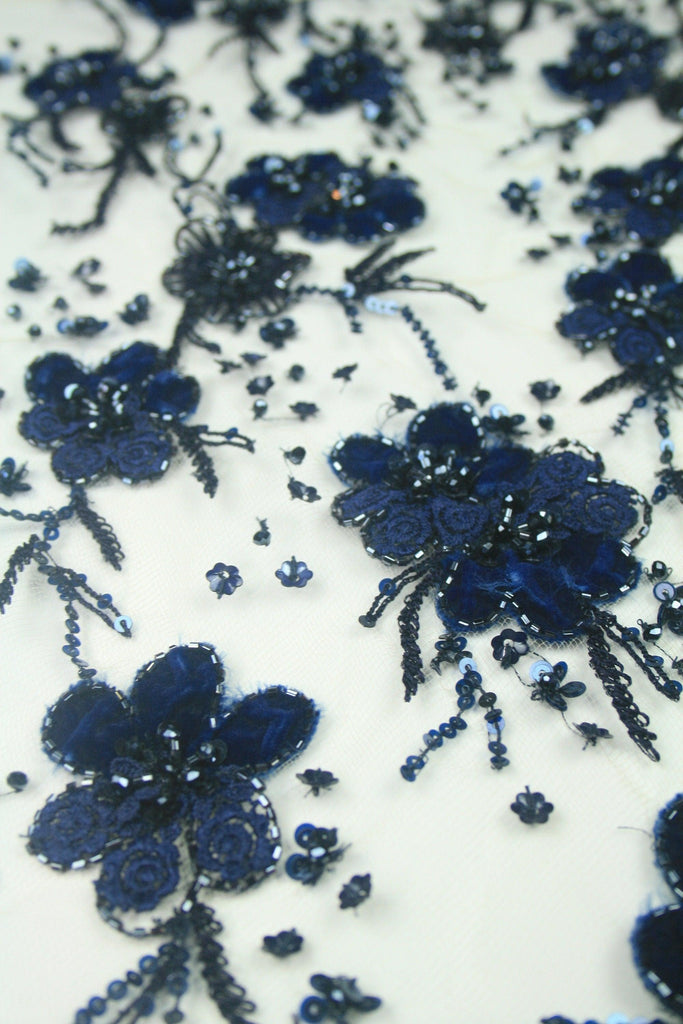 B105 - Navy Blue Guipure Lace Applique - Moda Artisans