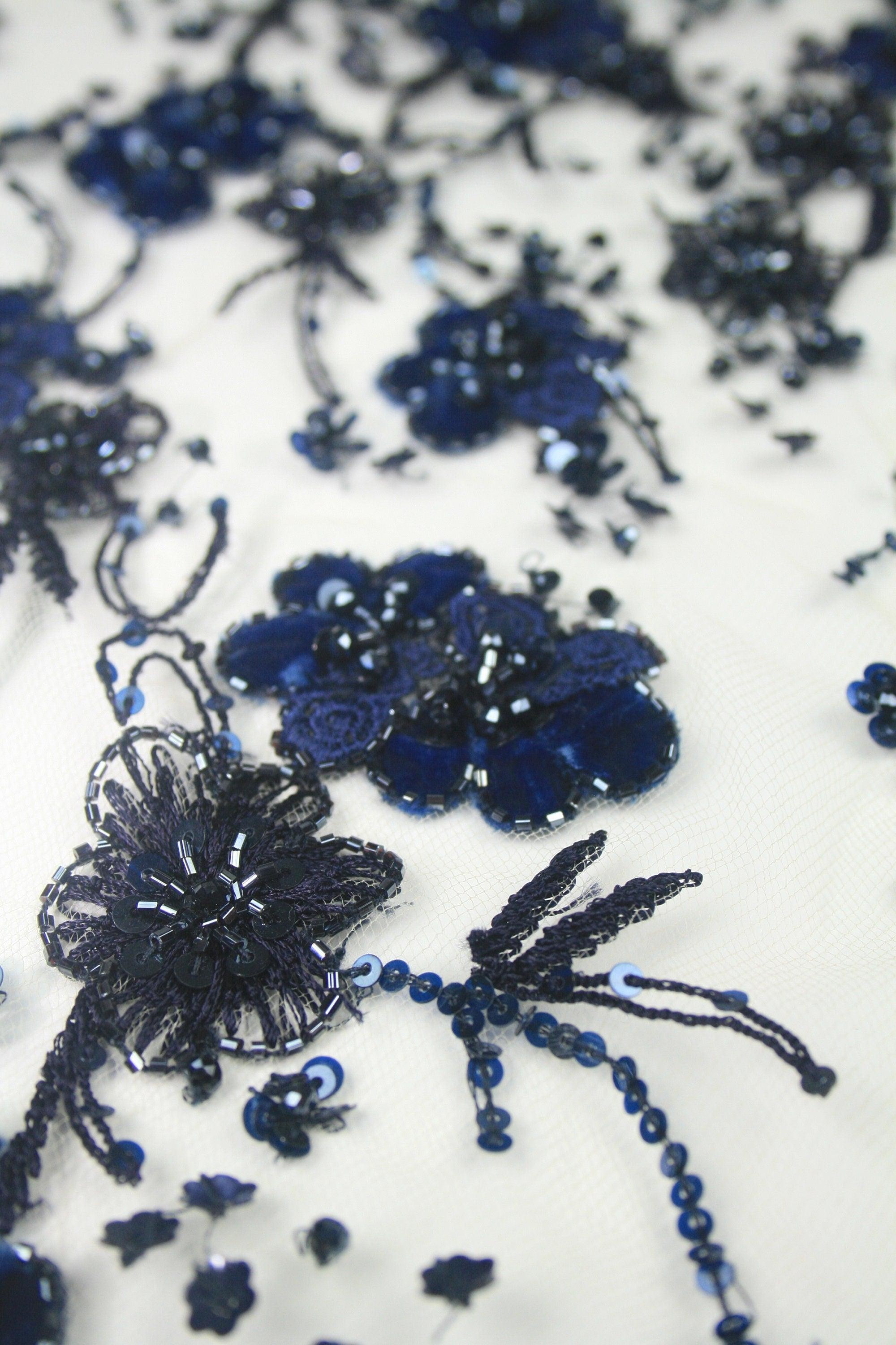 B105 - Navy Blue Guipure Lace Applique - Moda Artisans