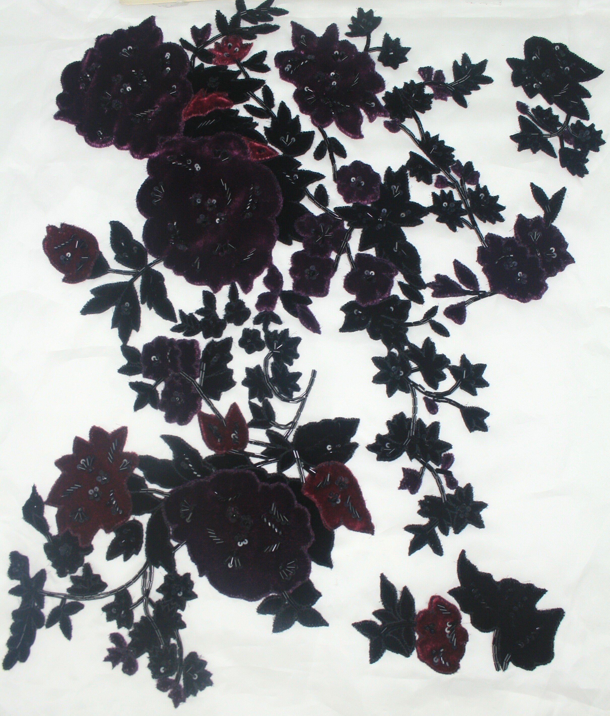 tbd - Burgundy Velvet Floral Applique