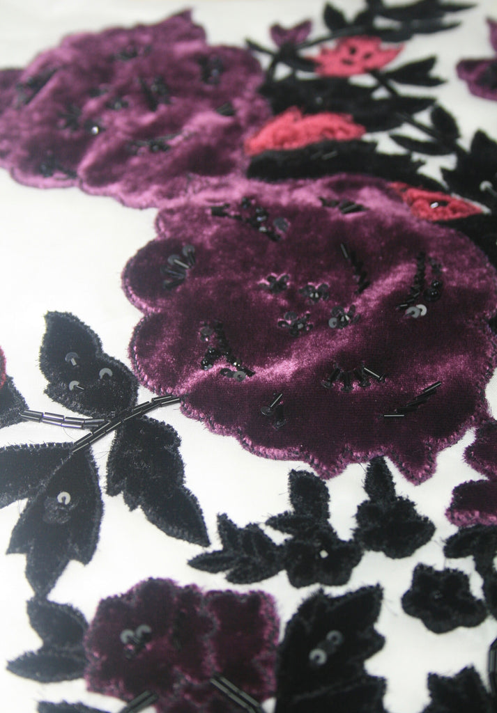 tbd - Burgundy Velvet Floral Applique