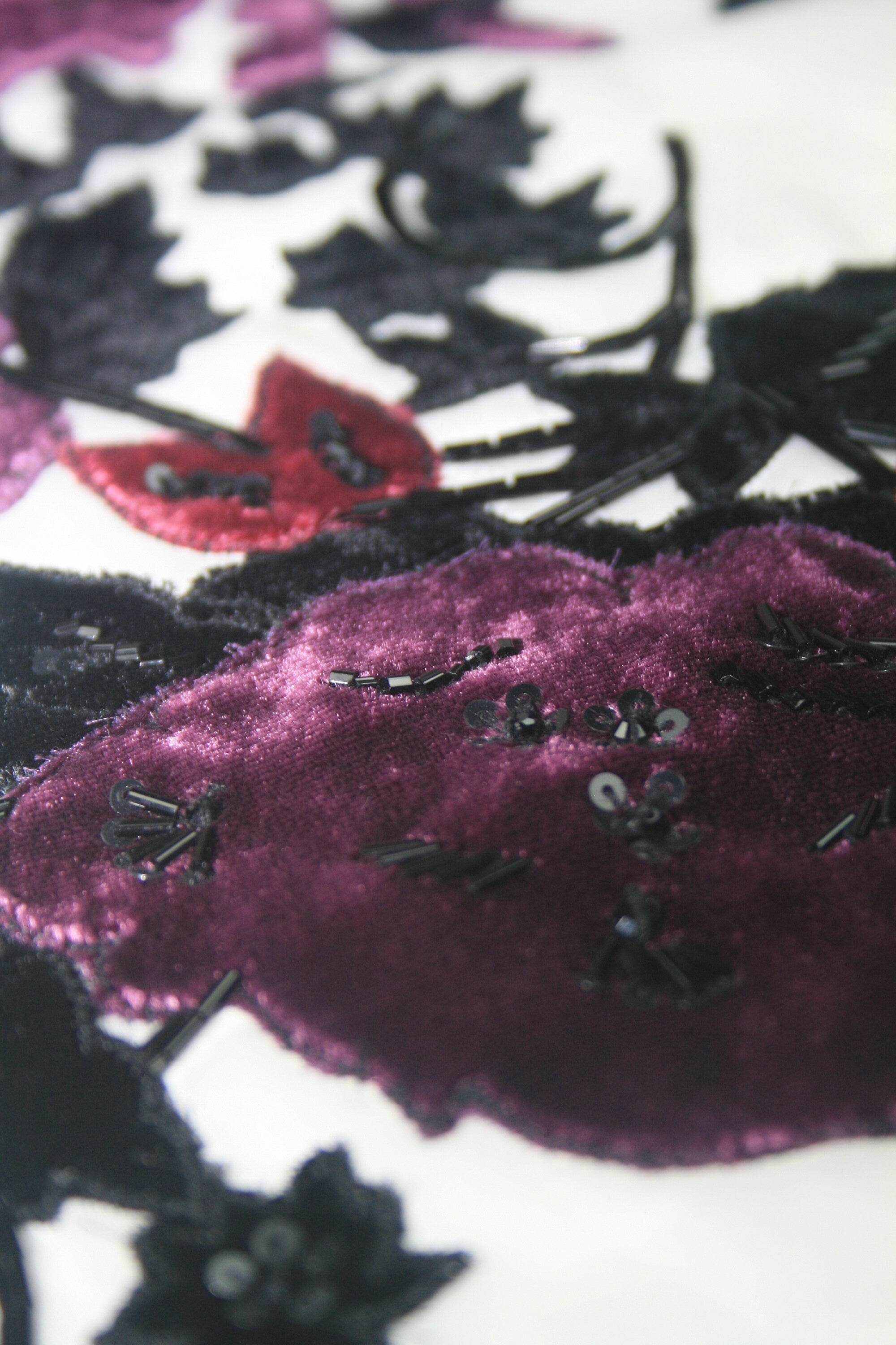 tbd - Burgundy Velvet Floral Applique