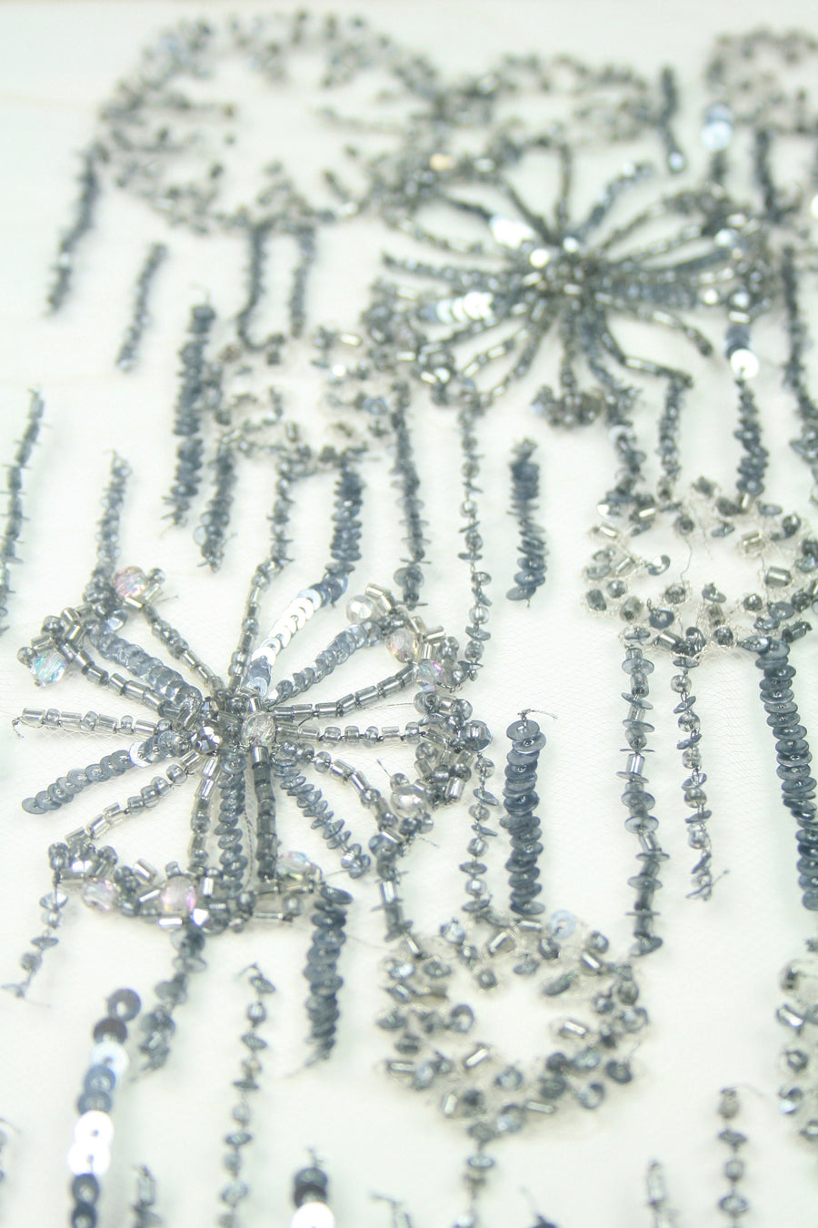 C101 - Antique Silver Beaded Applique