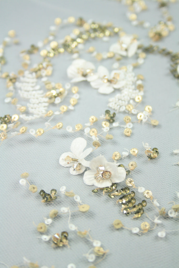 C108 - Antique Gold Bridal Bodice Applique