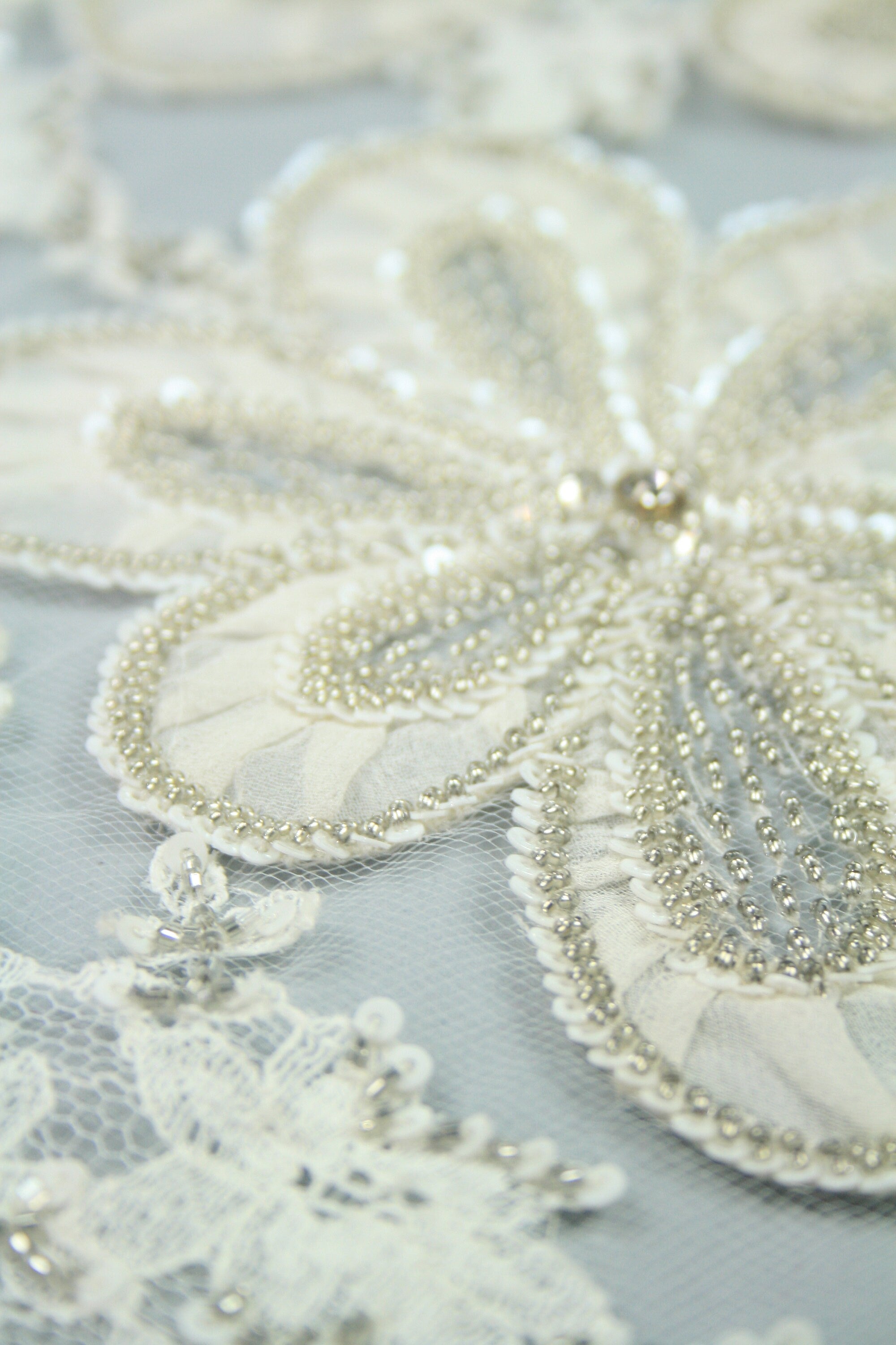 3D Large Floral Chantilly Lace Bridal Applique
