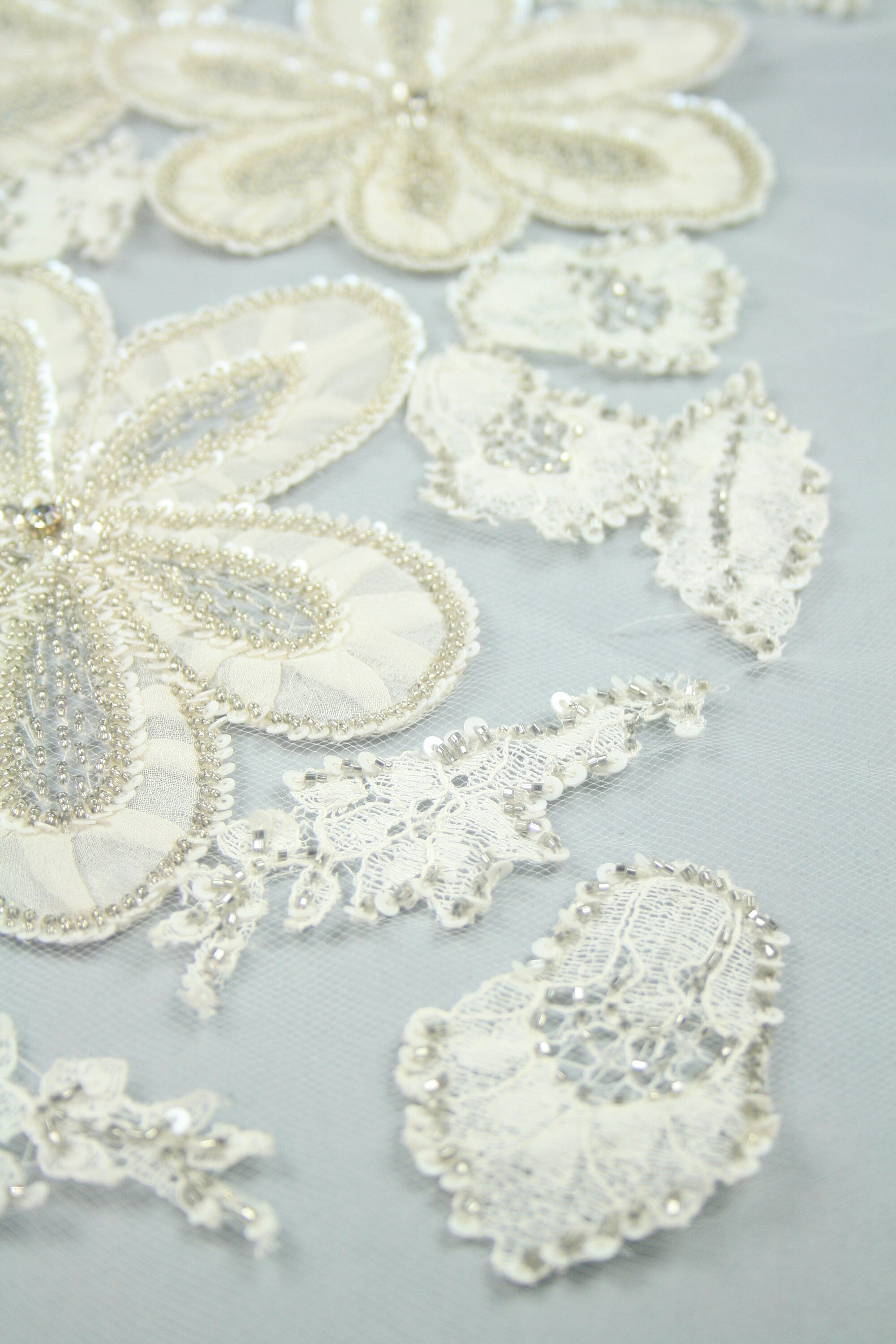3D Large Floral Chantilly Lace Bridal Applique