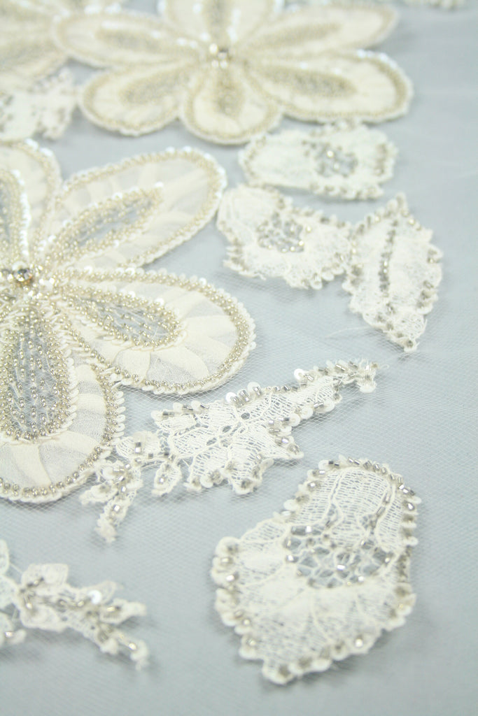 3D Large Floral Chantilly Lace Bridal Applique