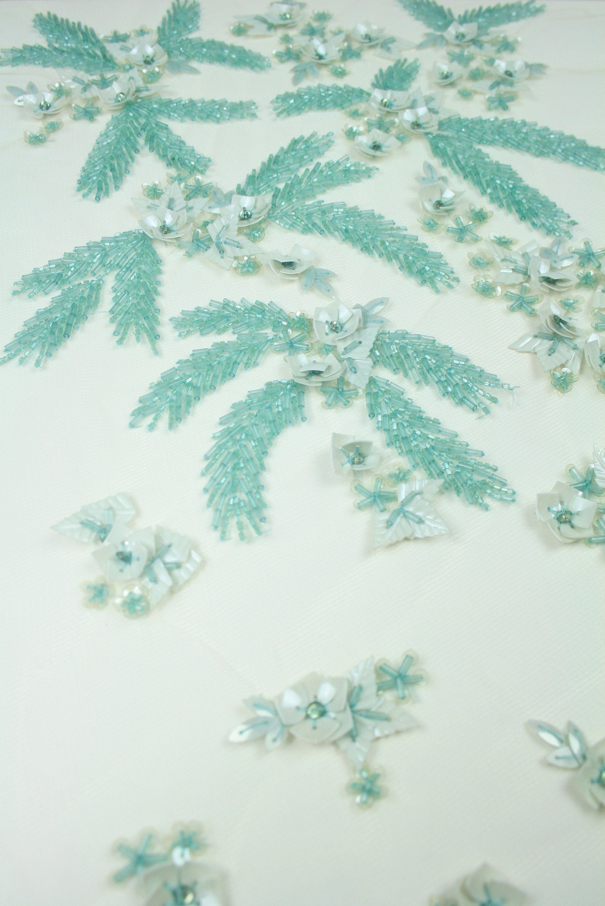 C105 - Pacific Opal Mint Beaded Applique