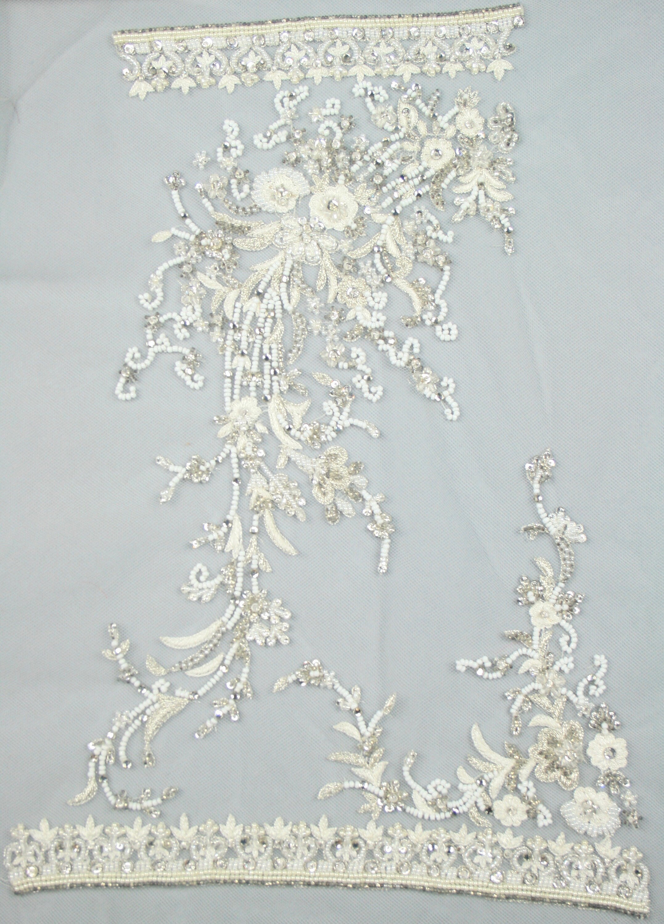 3D Bridal Applique on Silk Tulle