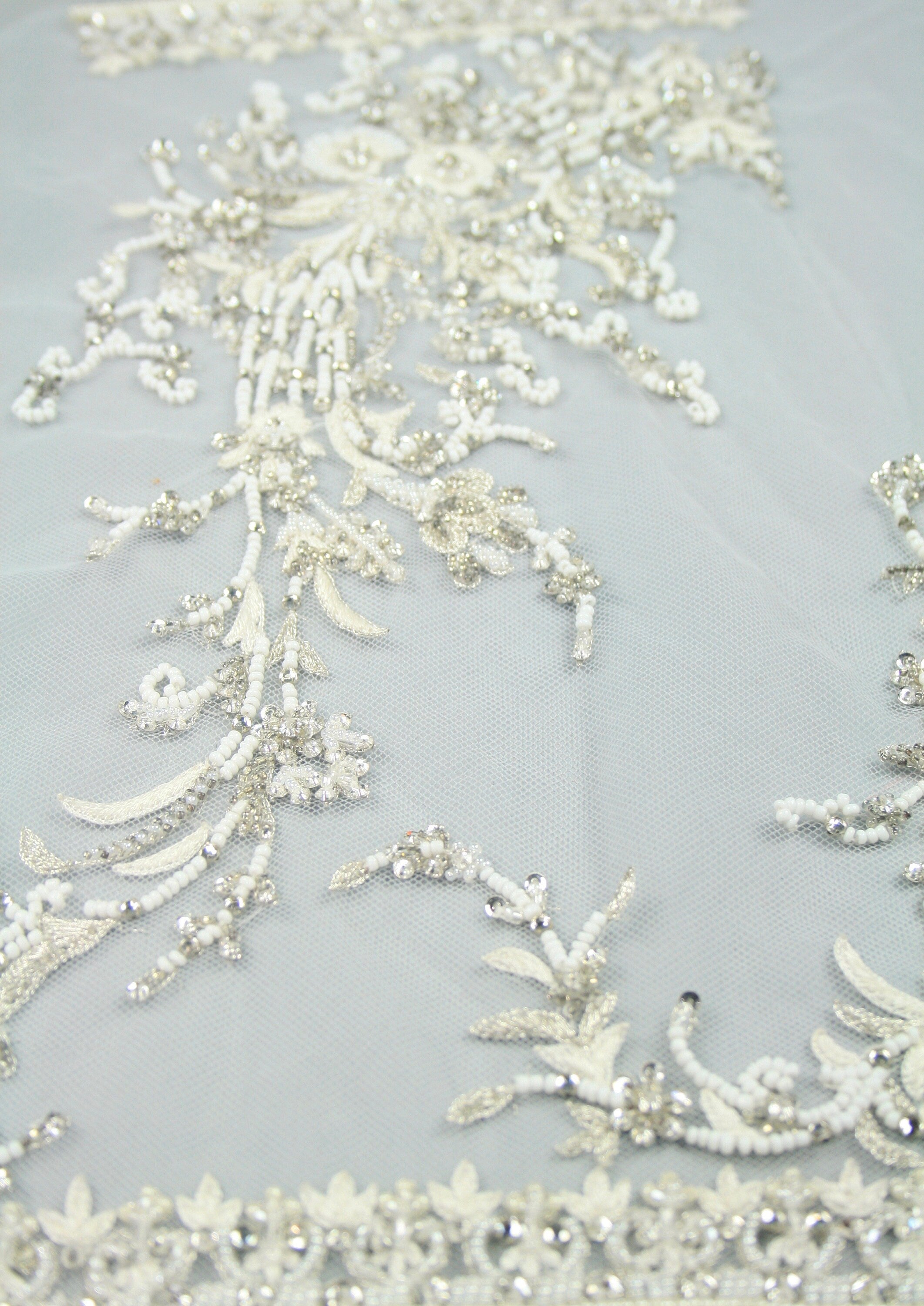 3D Bridal Applique on Silk Tulle