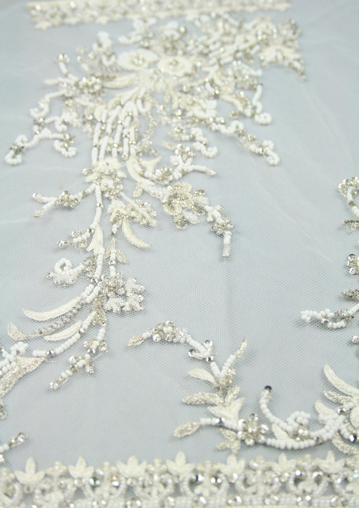 3D Bridal Applique on Silk Tulle