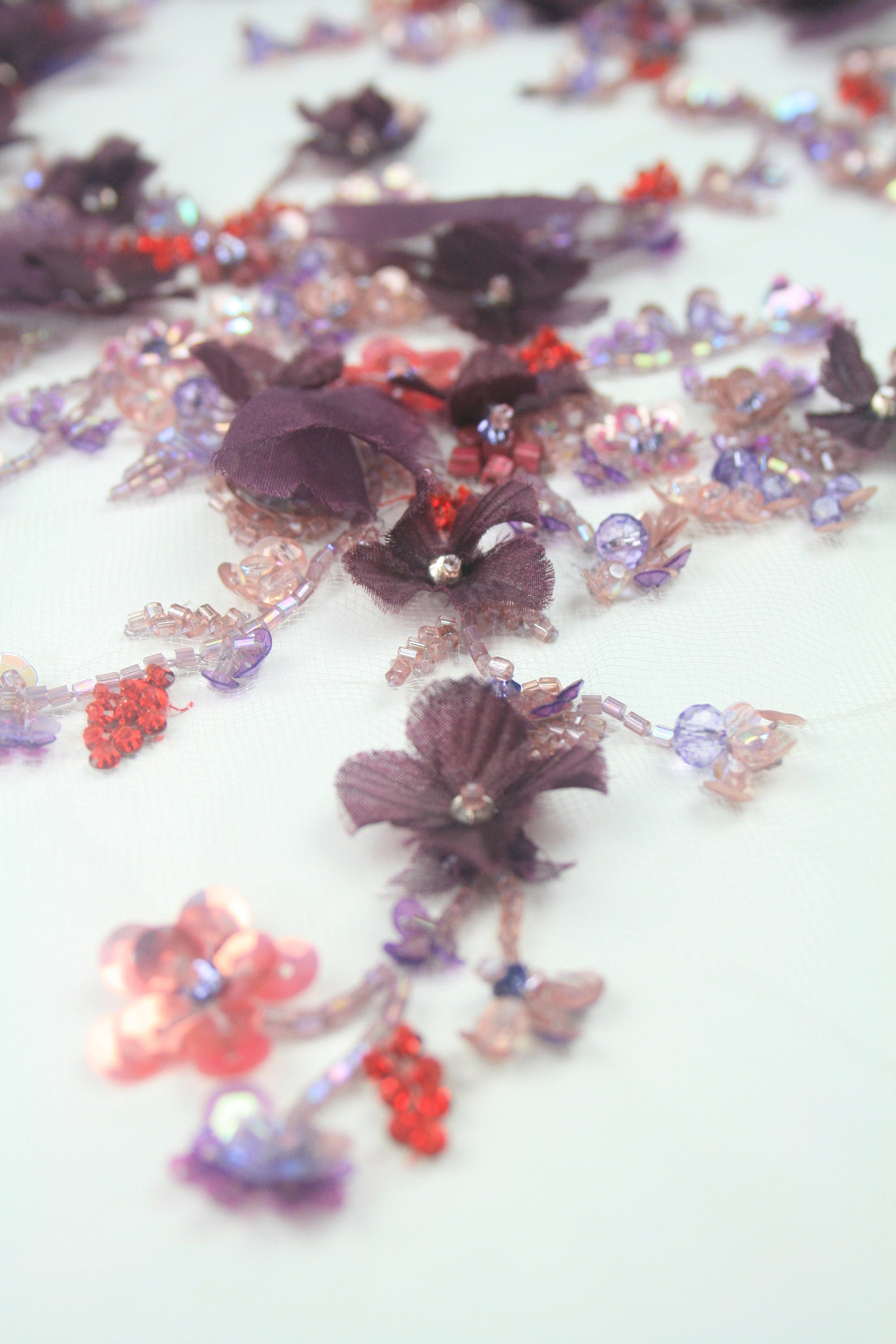 C106 - Plum Red Floral Applique