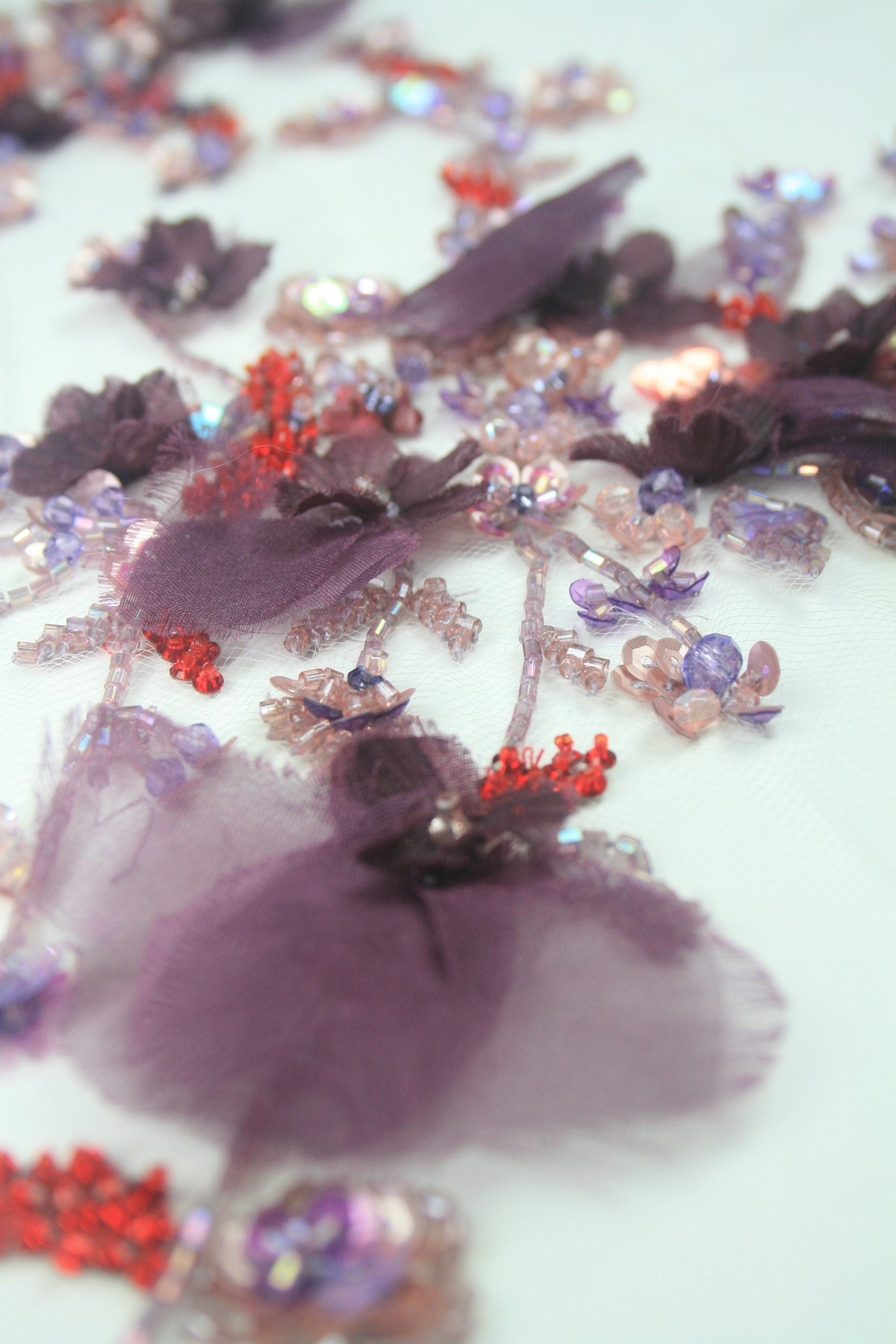 C106 - Plum Red Floral Applique