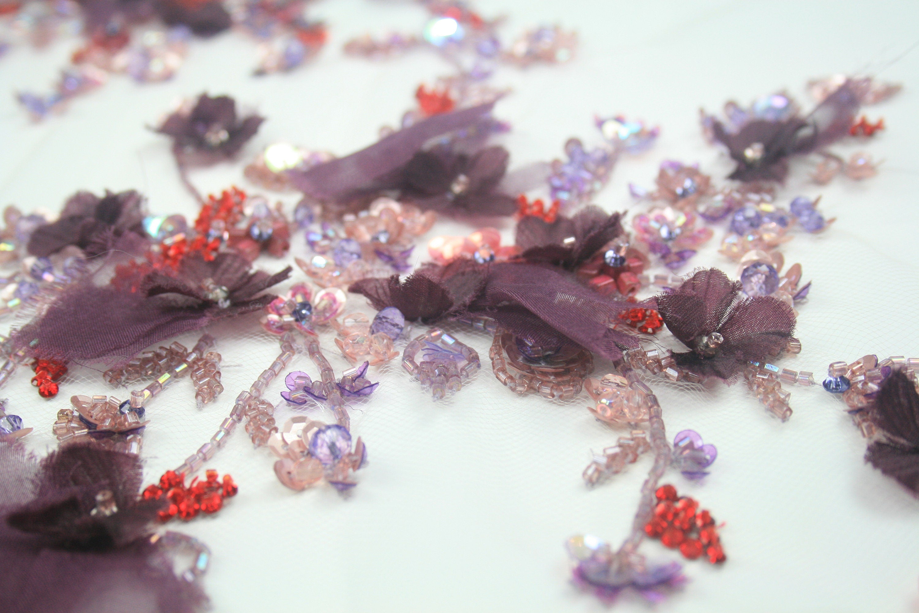 C106 - Plum Red Floral Applique