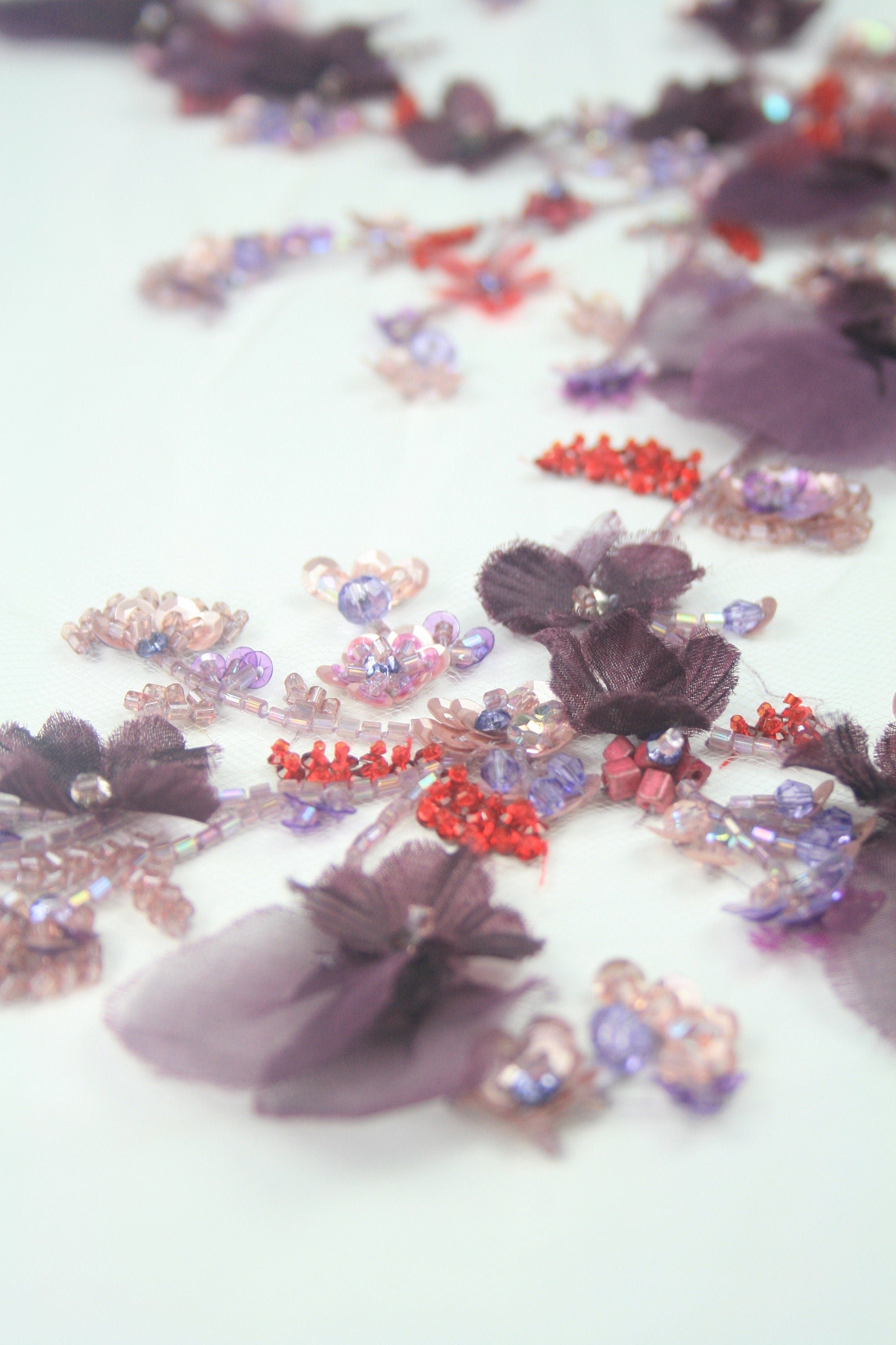 C106 - Plum Red Floral Applique