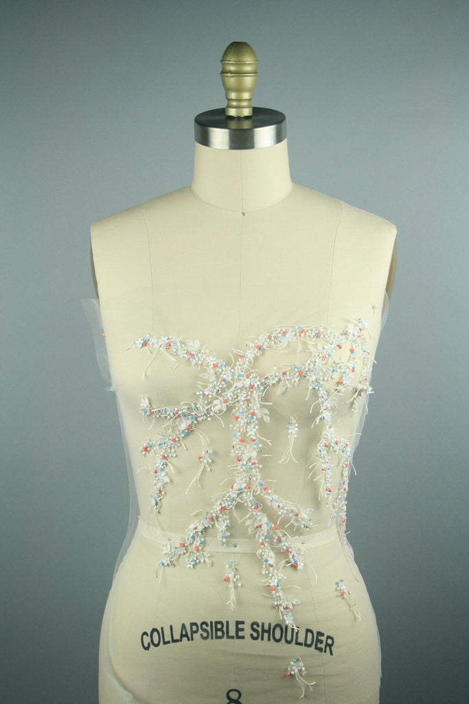 3D Matte White Beaded Applique