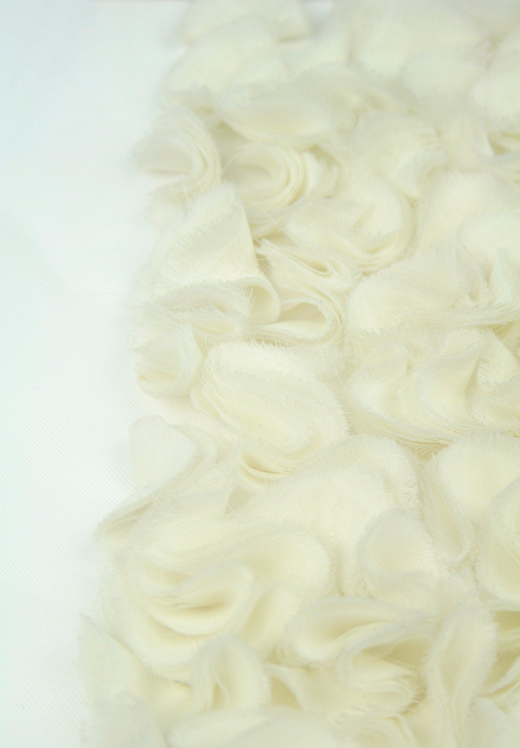 3D Ivory Silk Chiffon Ruffle Panel - Moda Artisans
