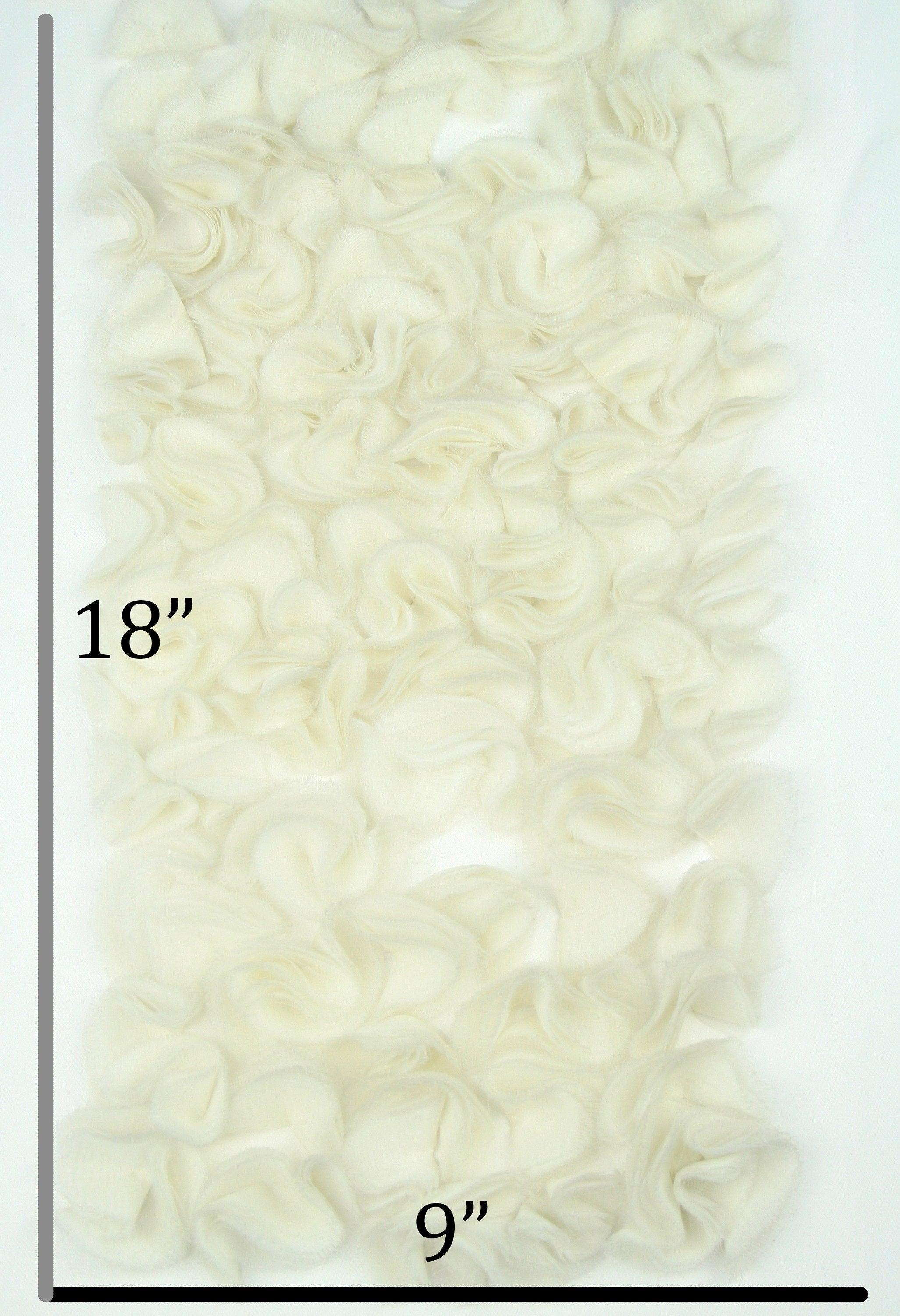 3D Ivory Silk Chiffon Ruffle Panel - Moda Artisans