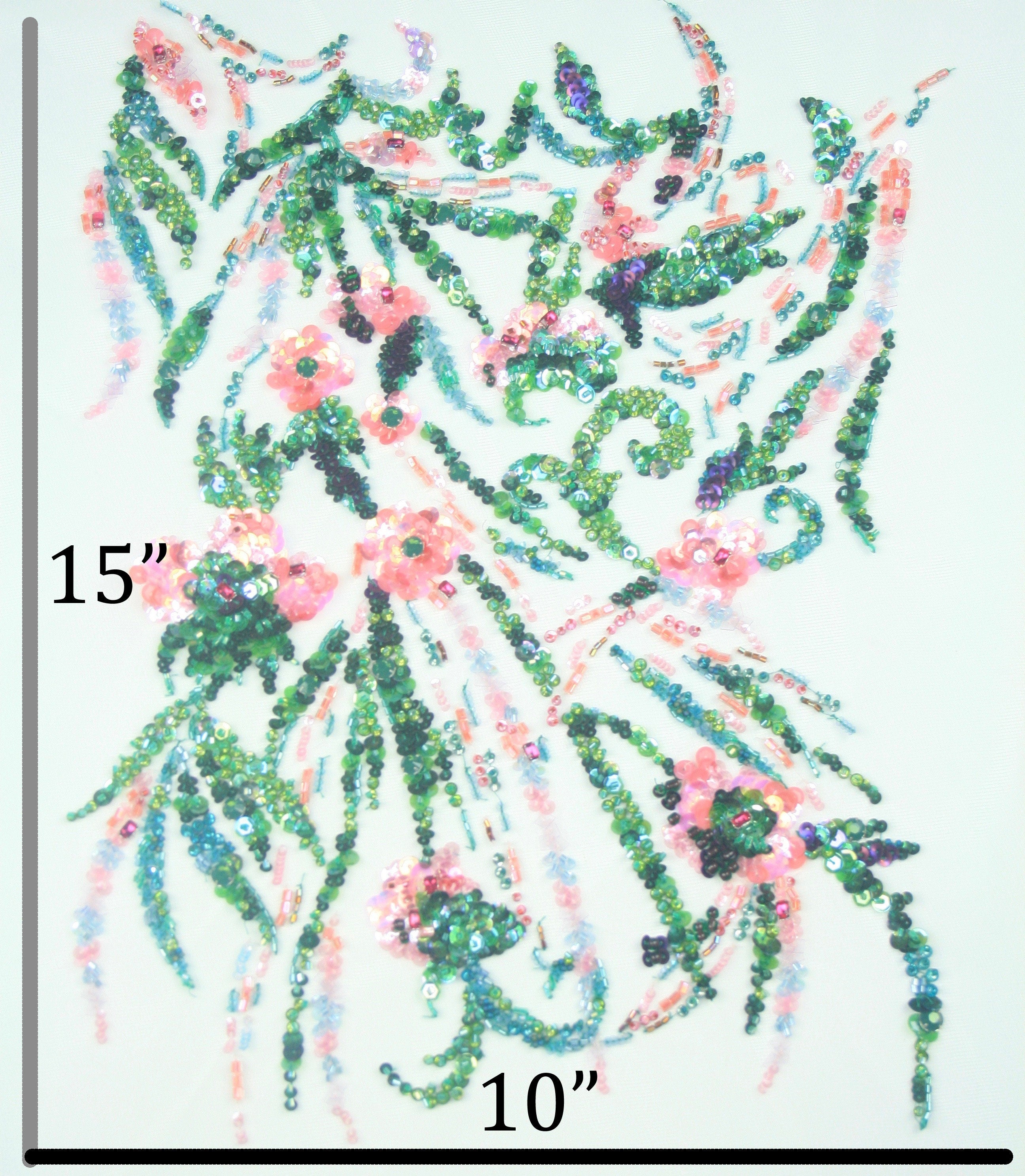 3D Bright Neon Beaded Floral Applique