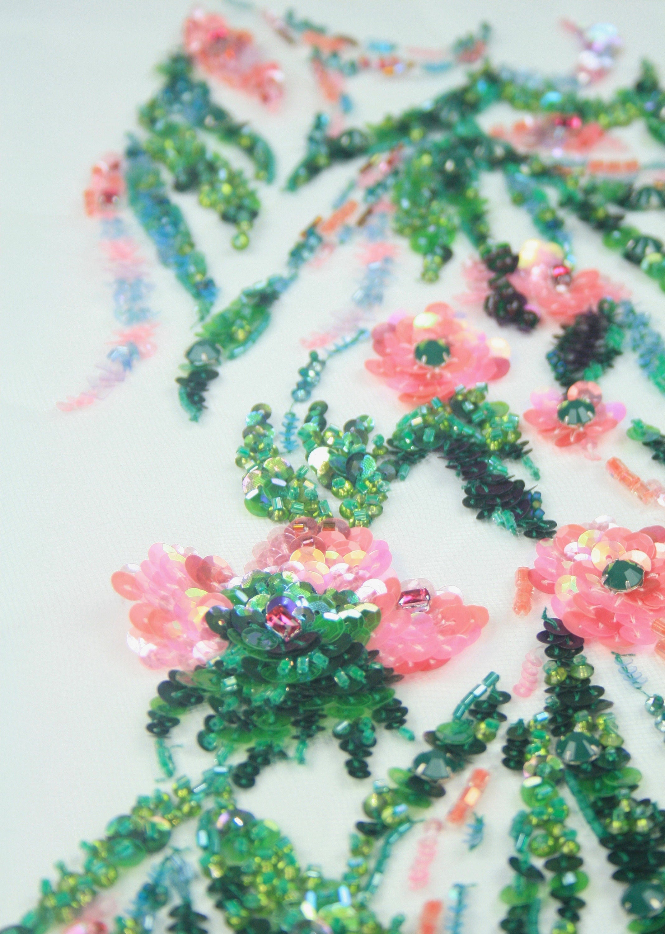 3D Bright Neon Beaded Floral Applique