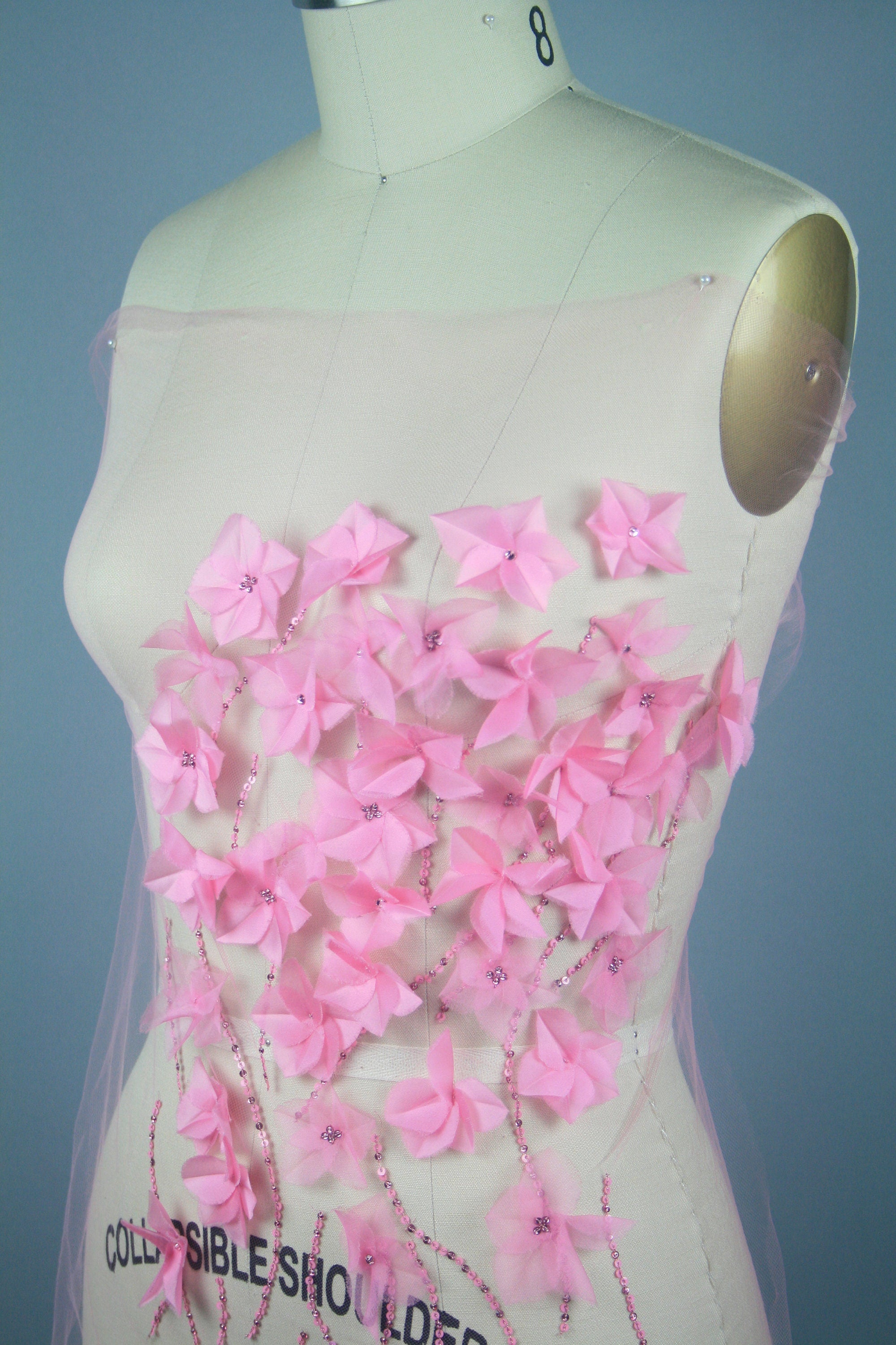 B107 - Baby Pink Silk Organza Applique