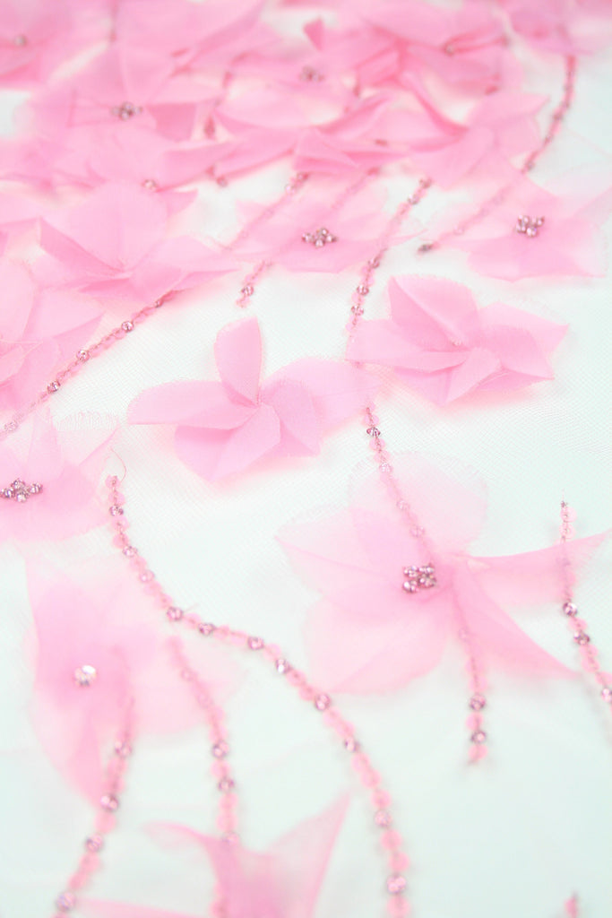 B107 - Baby Pink Silk Organza Applique