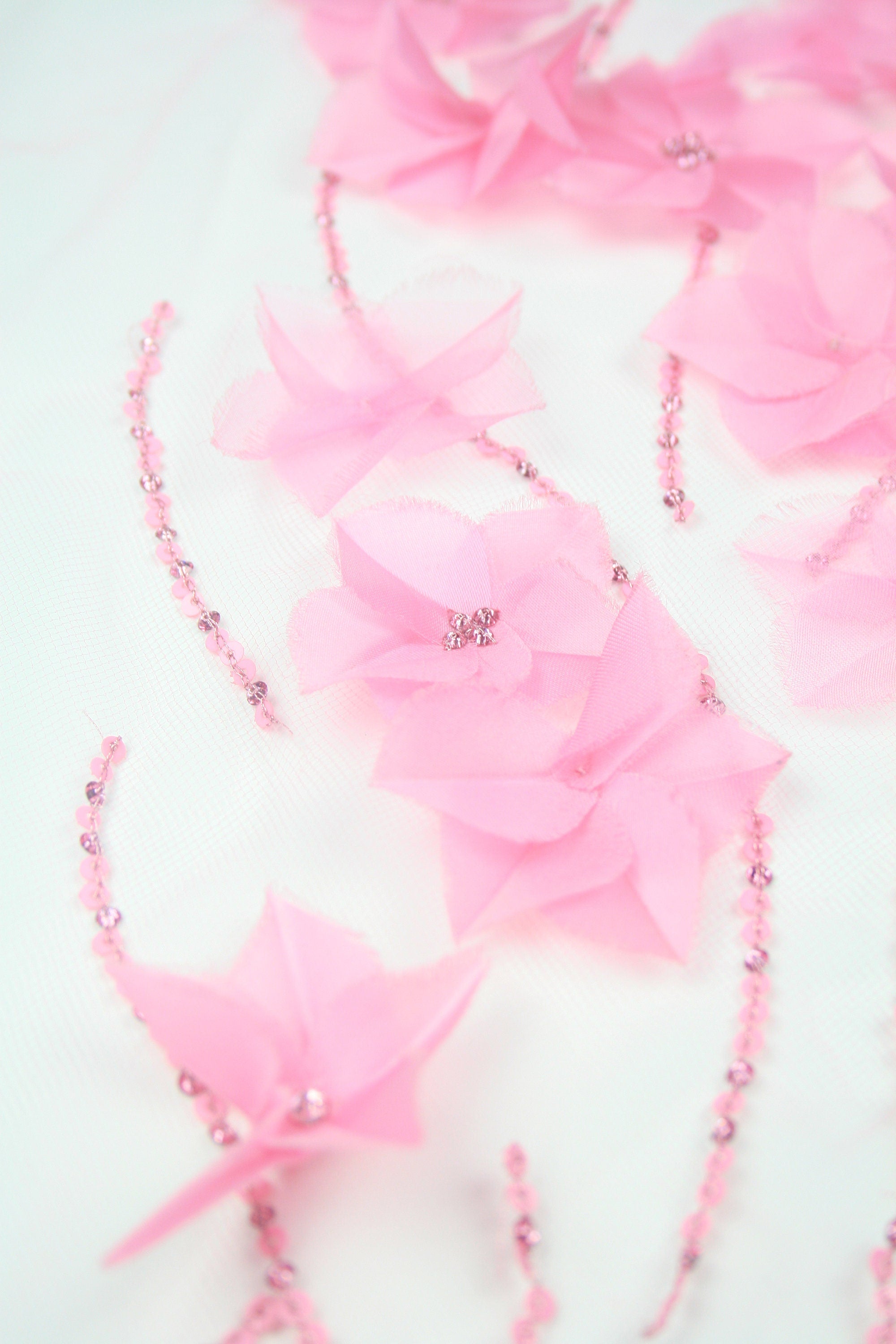 B107 - Baby Pink Silk Organza Applique