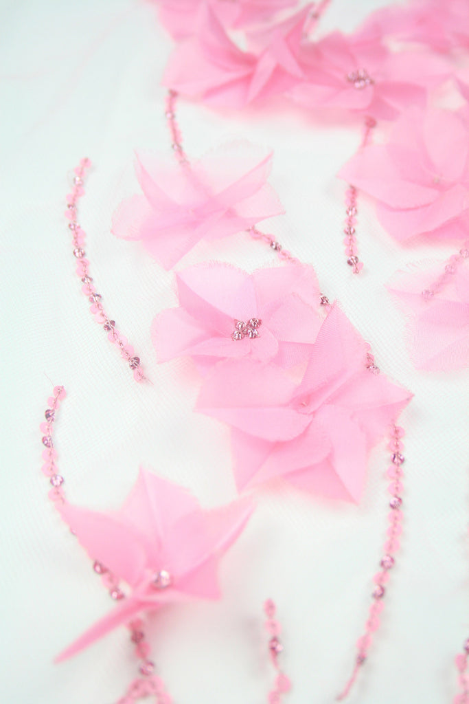 B107 - Baby Pink Silk Organza Applique