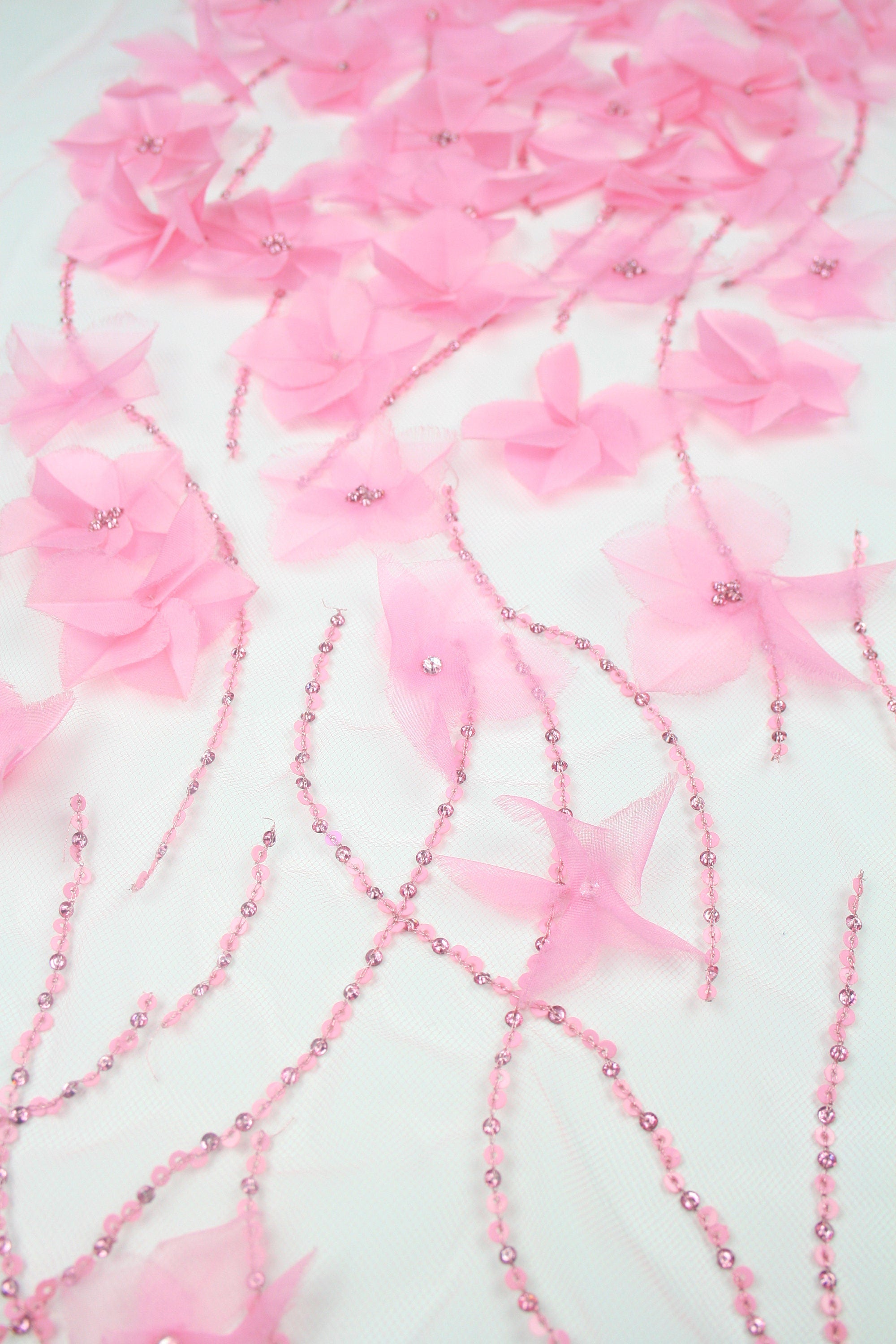 B107 - Baby Pink Silk Organza Applique