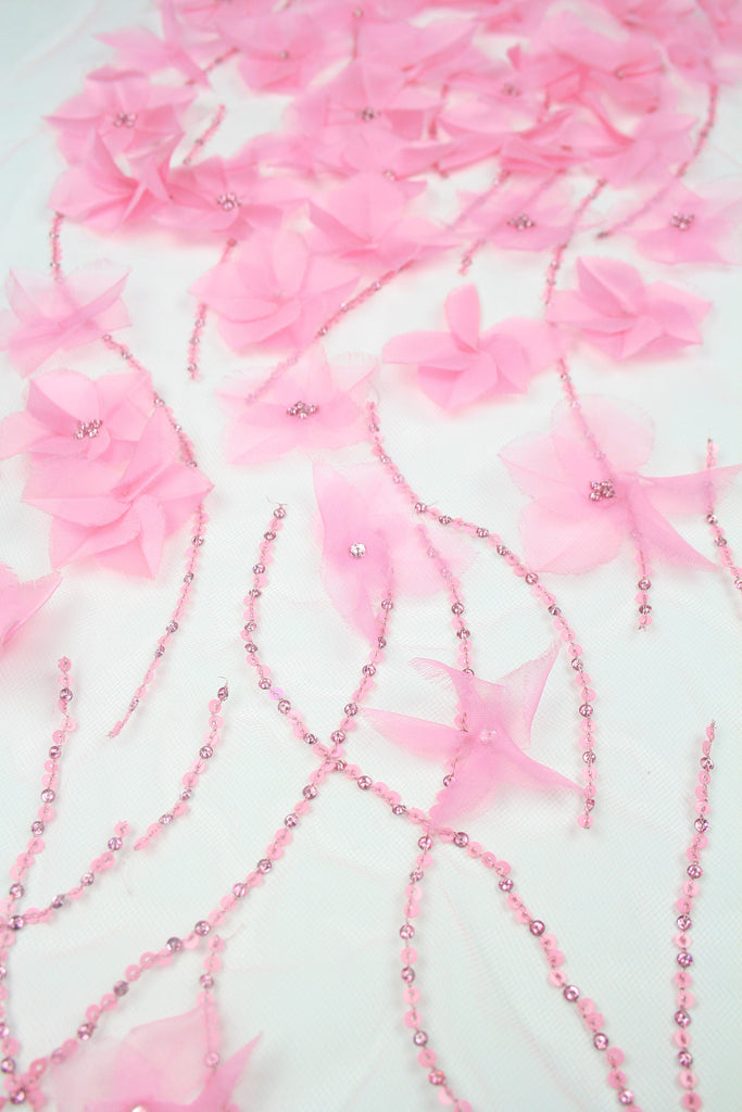 B107 - Baby Pink Silk Organza Applique