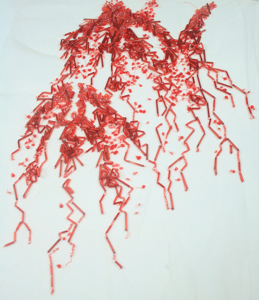 B116 - Cherry Red Beaded Applique