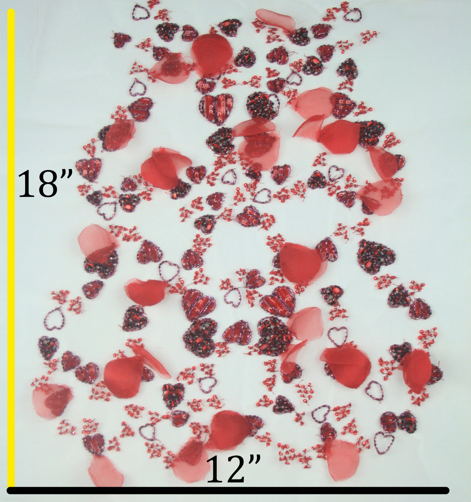 3D Red Siam Heart Applique