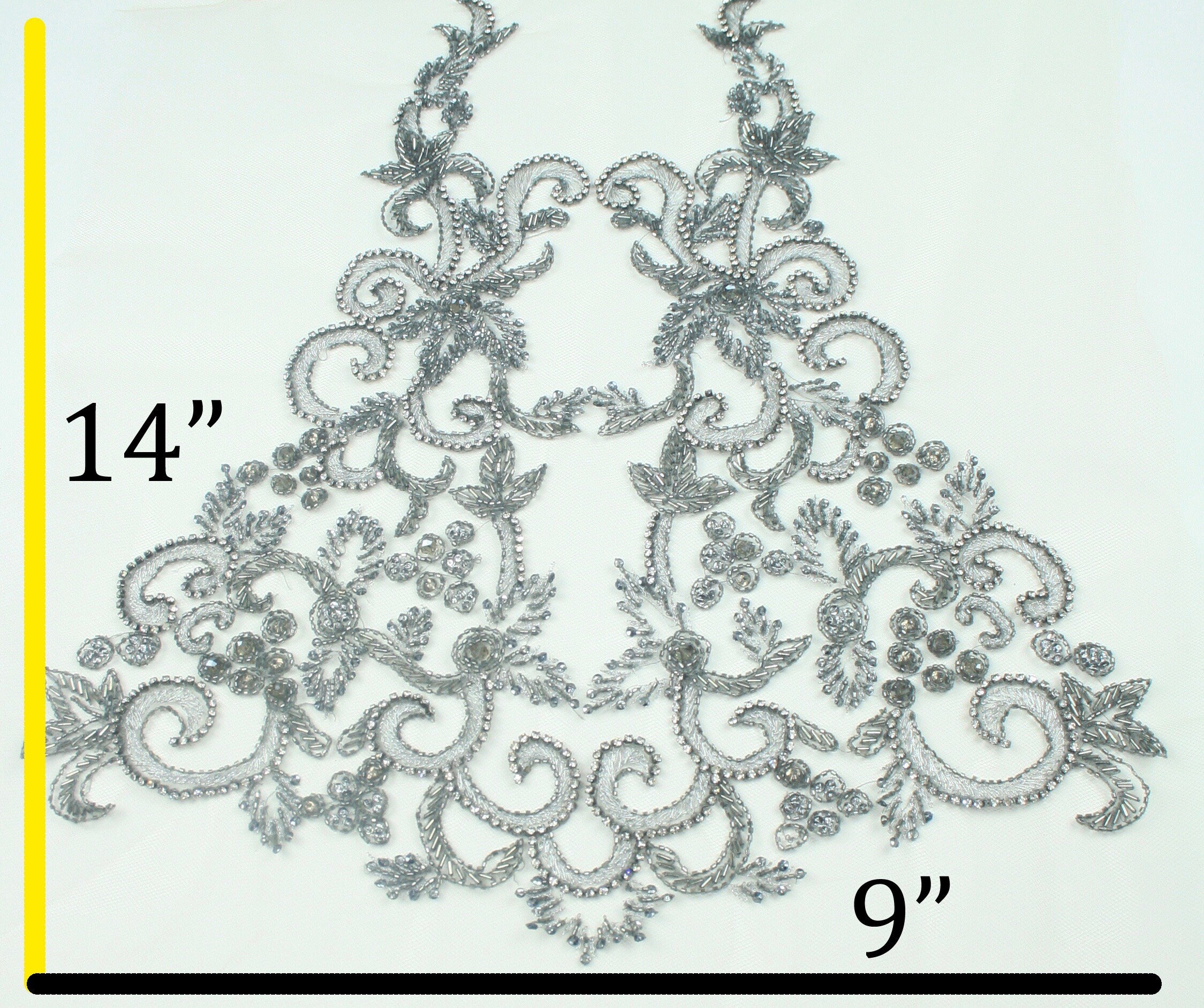 3D Platinum Beaded Applique