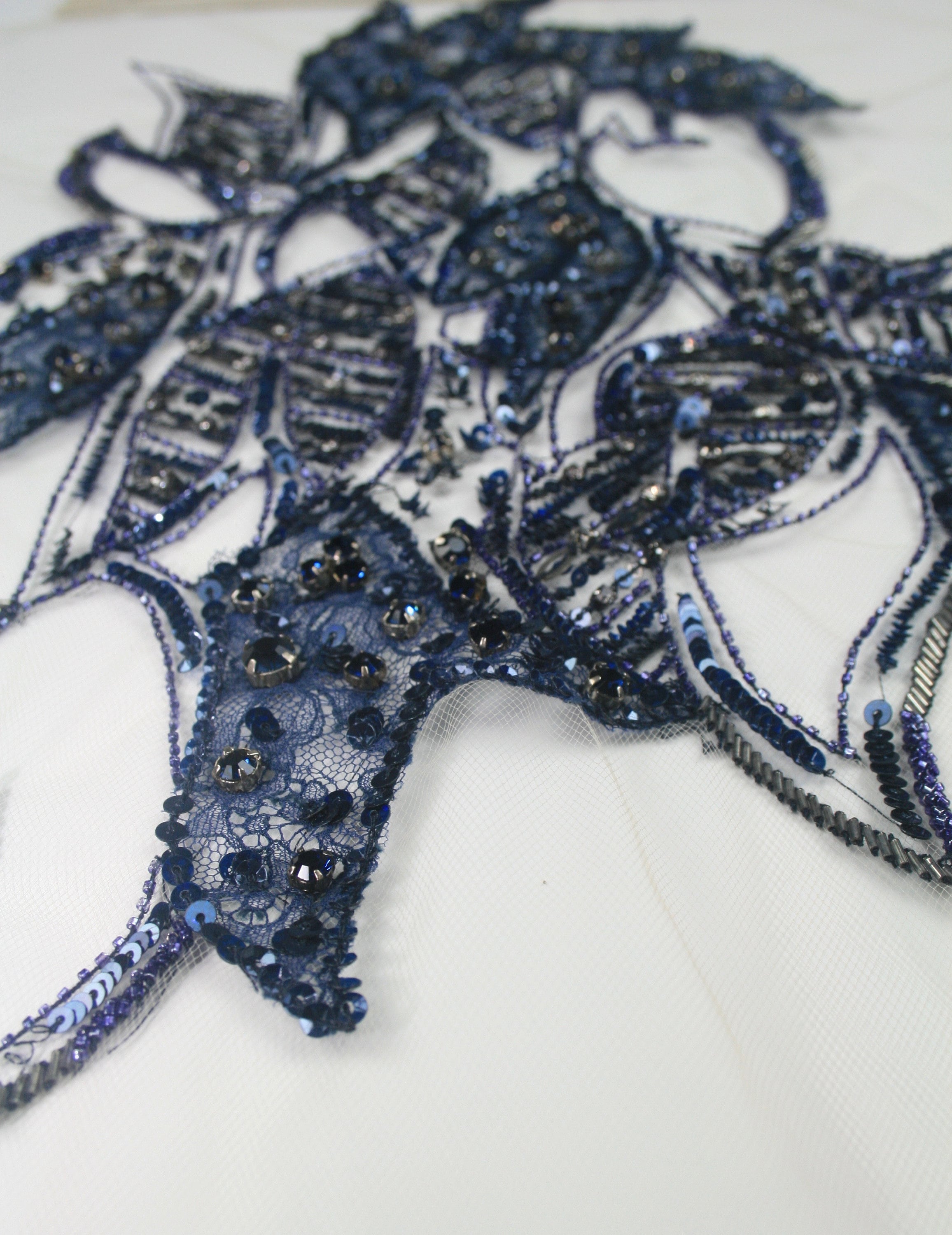 Mesh Lace Fabric - Beading Panel - Hat Lace Trim - Dress Embroidery - Tulle Lace Fabric