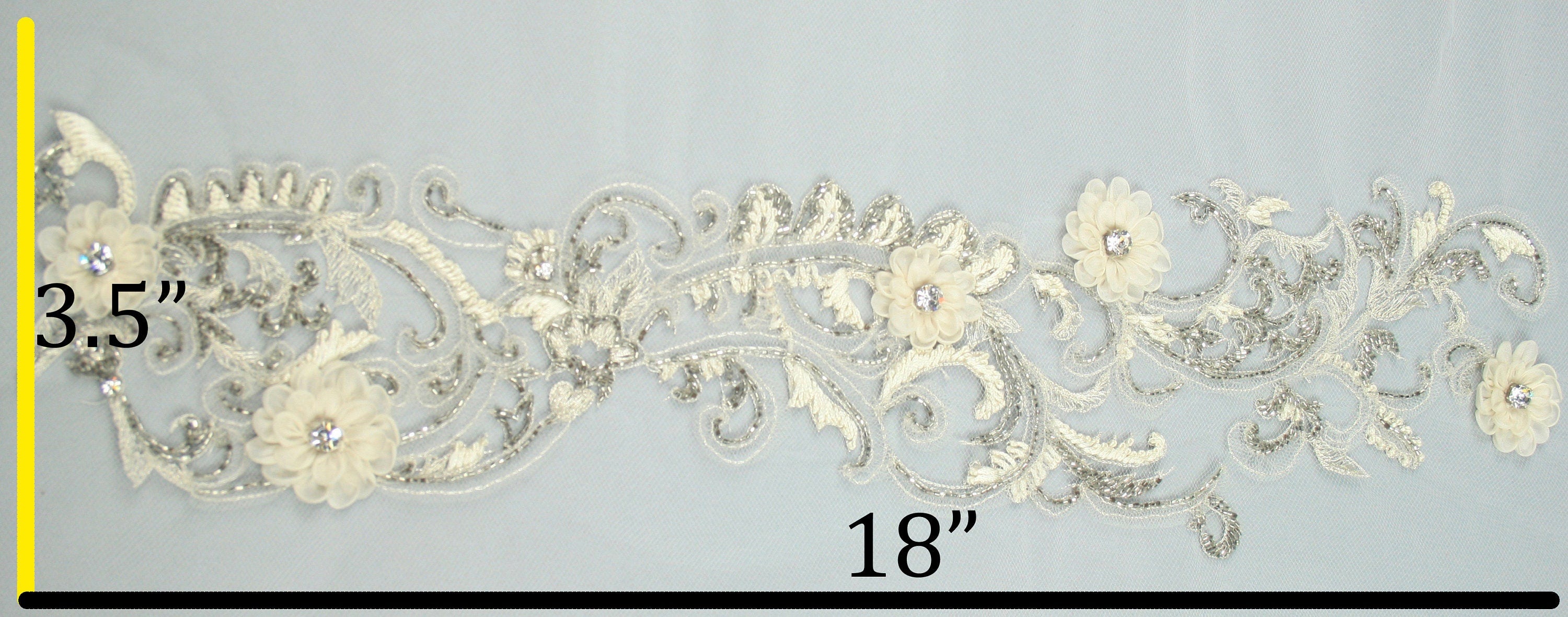 3D Chantilly Lace Beaded Applique