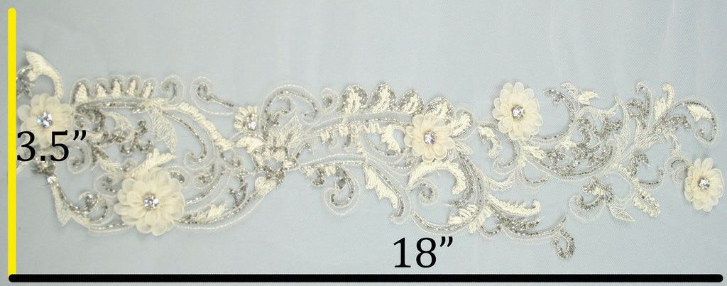 3D Chantilly Lace Beaded Applique