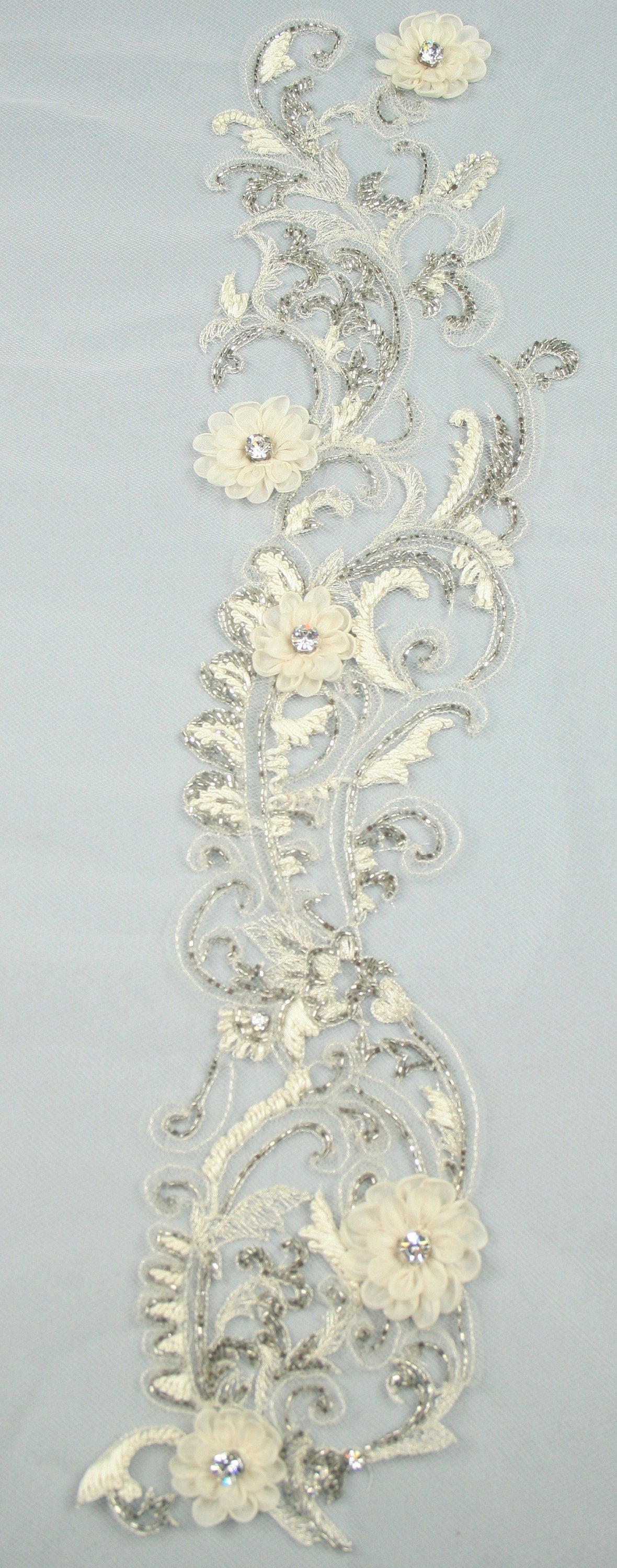 3D Chantilly Lace Beaded Applique