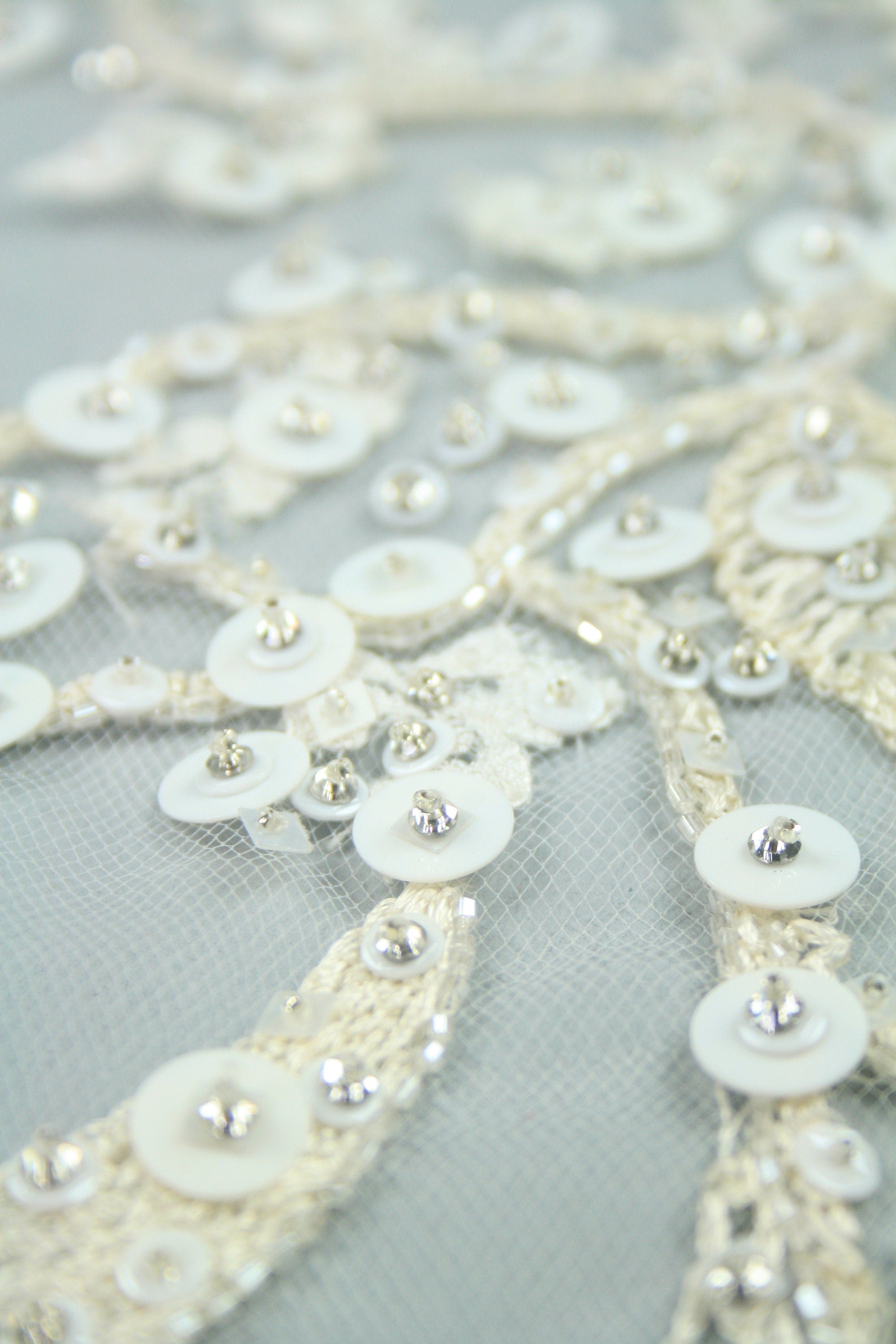 3D Intricate White Floral Wedding Applique