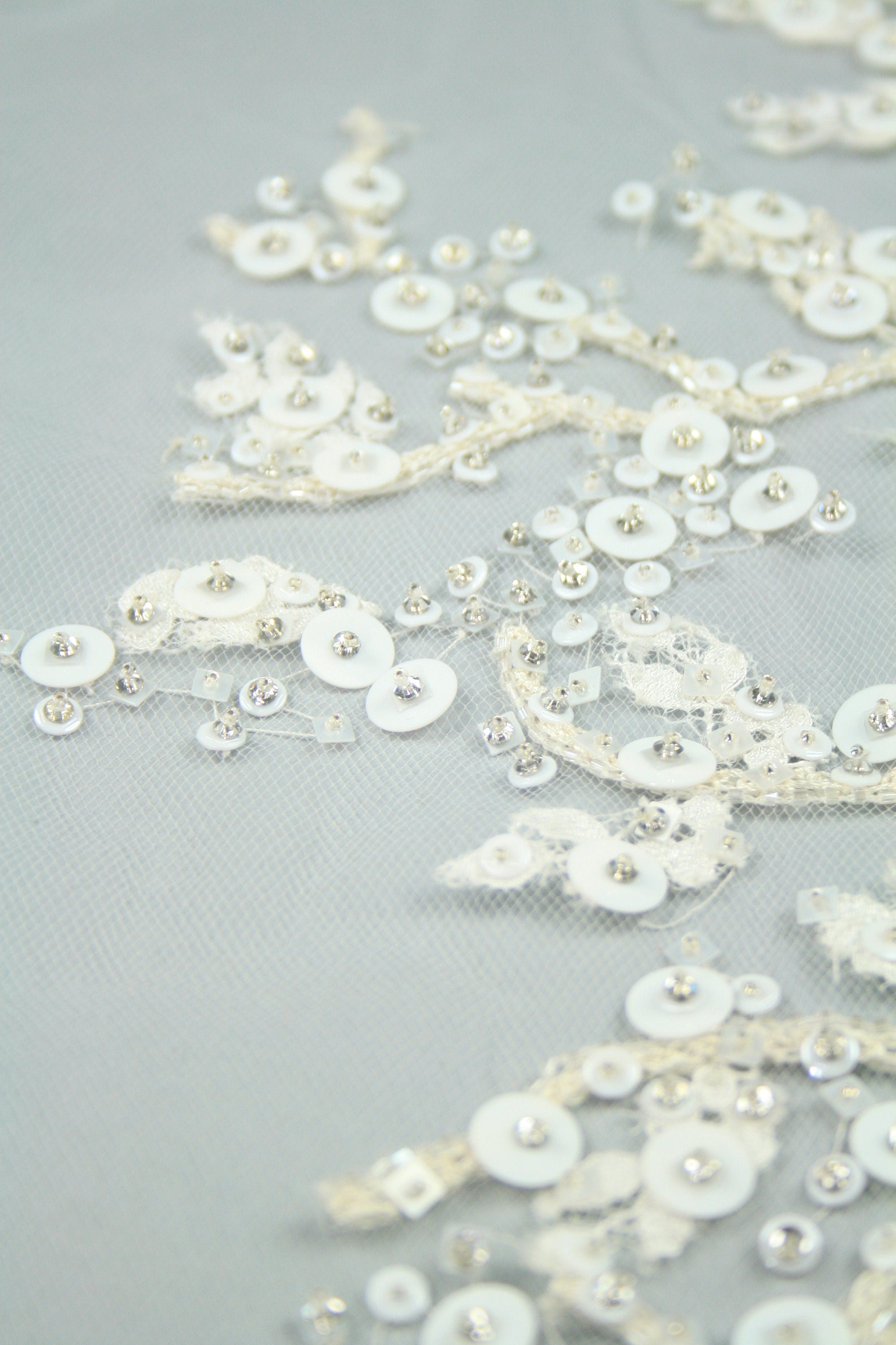 3D Intricate White Floral Wedding Applique