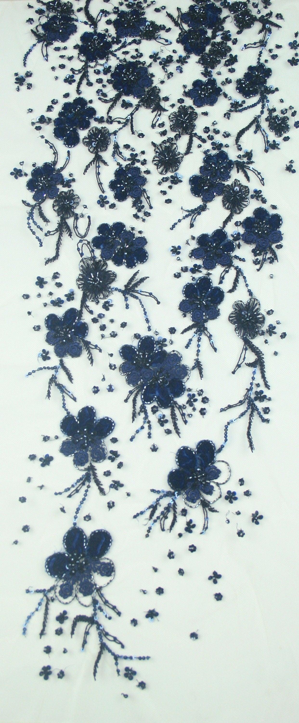 B105 - Navy Blue Guipure Lace Applique - Moda Artisans